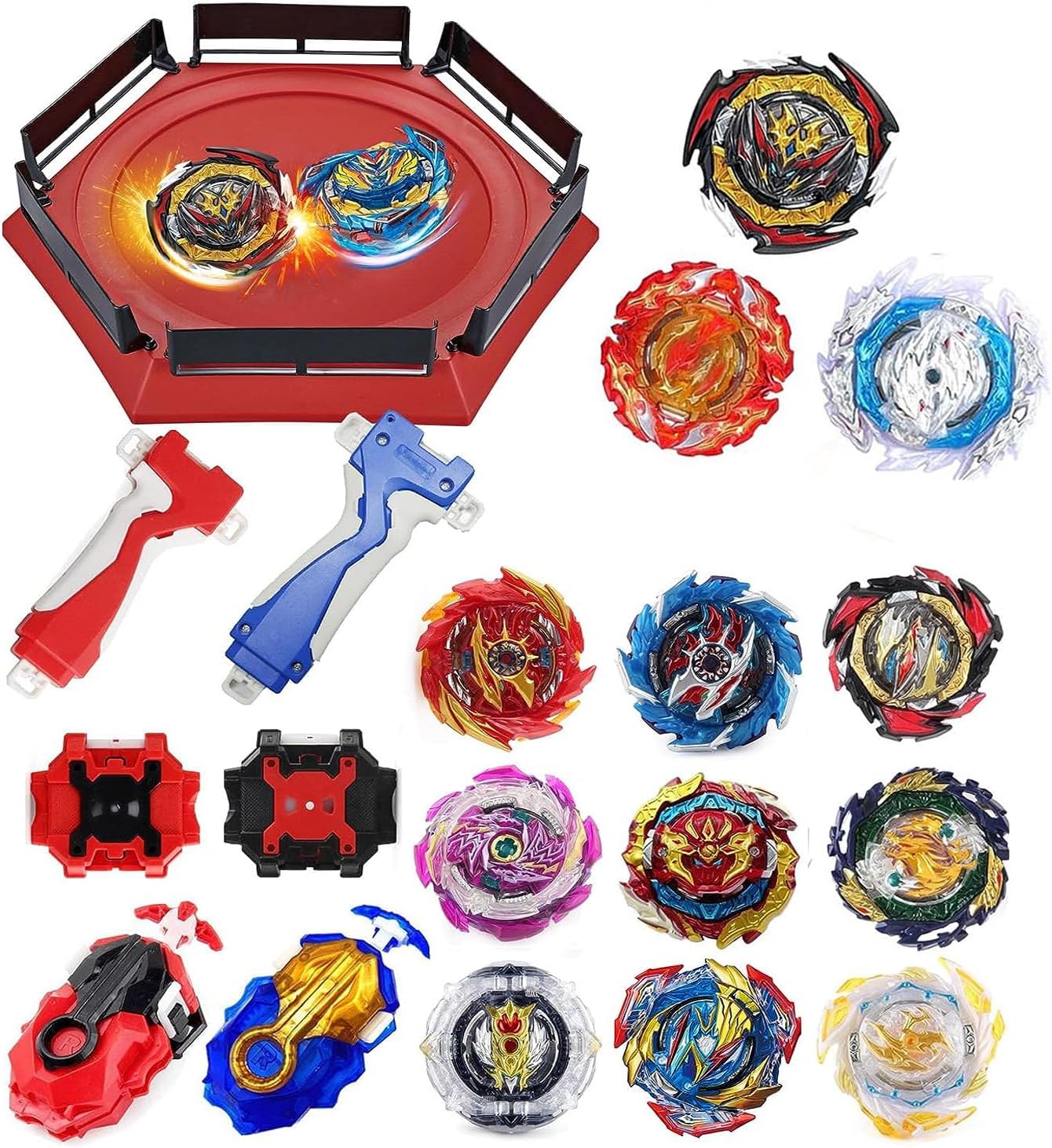 Bey Battling Top Burst Blade Toy Great Birthday Gift Present for Children Kids Boys Ages 6 8 10 12+ Combat Battling Game Set 12 Spinning with 1 Battling Top Stadium 4 Launchers
