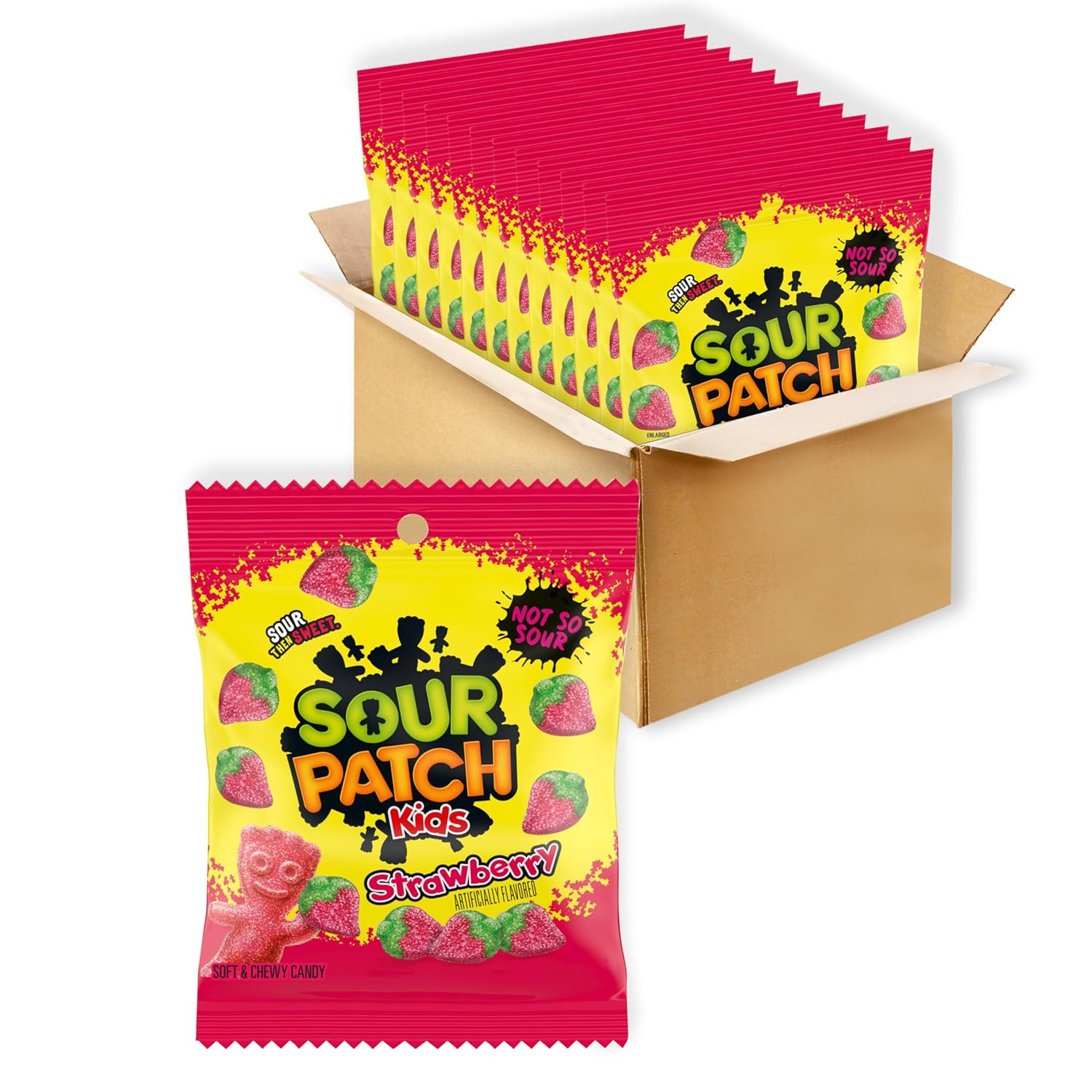 SOUR PATCH KIDS Strawberry Soft & Chewy Candy, Bulk Candy, 12 - 3.6 oz Bags