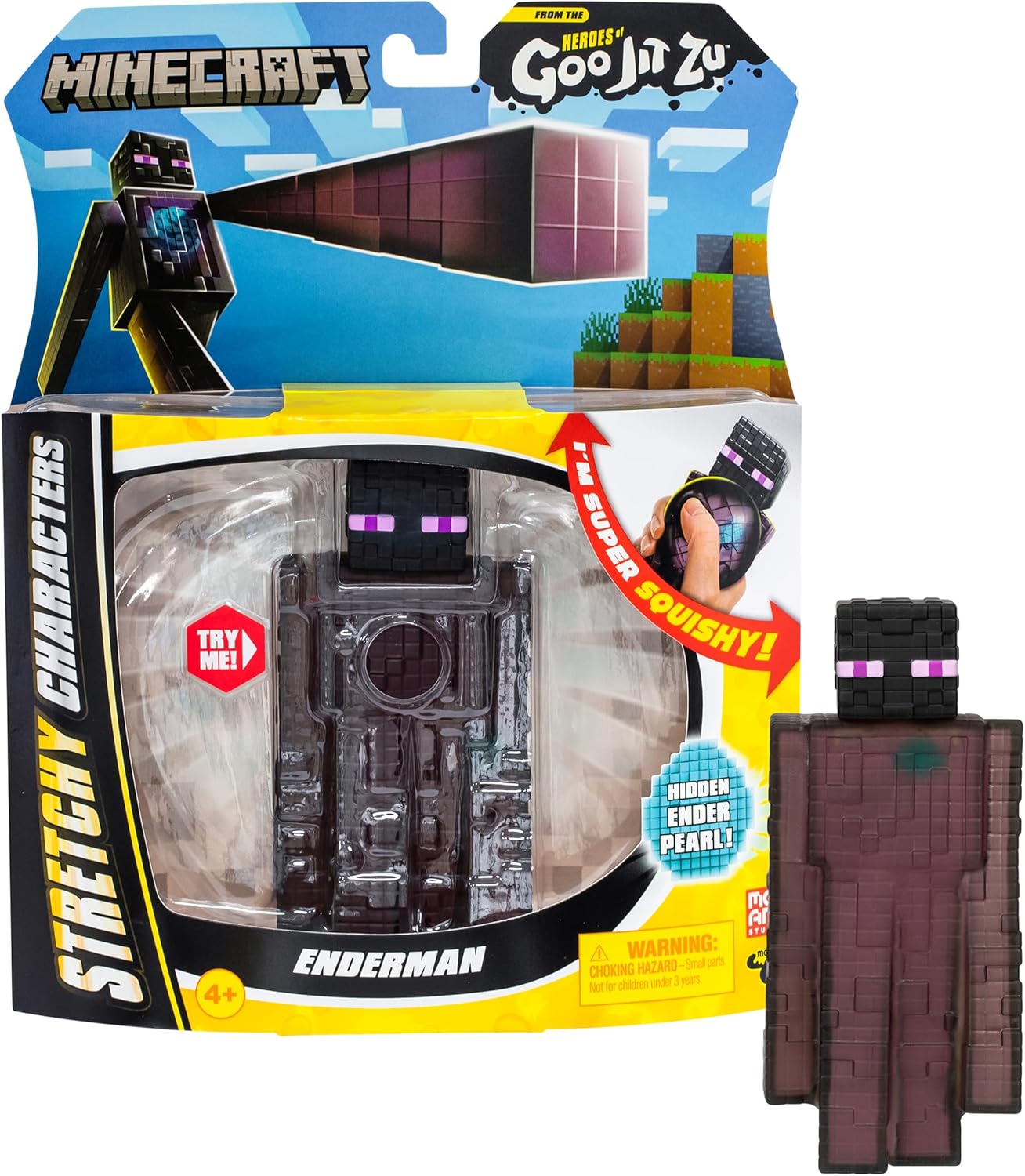 Heroes of Goo Jit Zu Minecraft Stretchy Characters, Collect Enderman with Ender Pearl, Unique Goo Fillings with Hidden Pieces Inside, Stretch Them Up to 3 Times Their Size