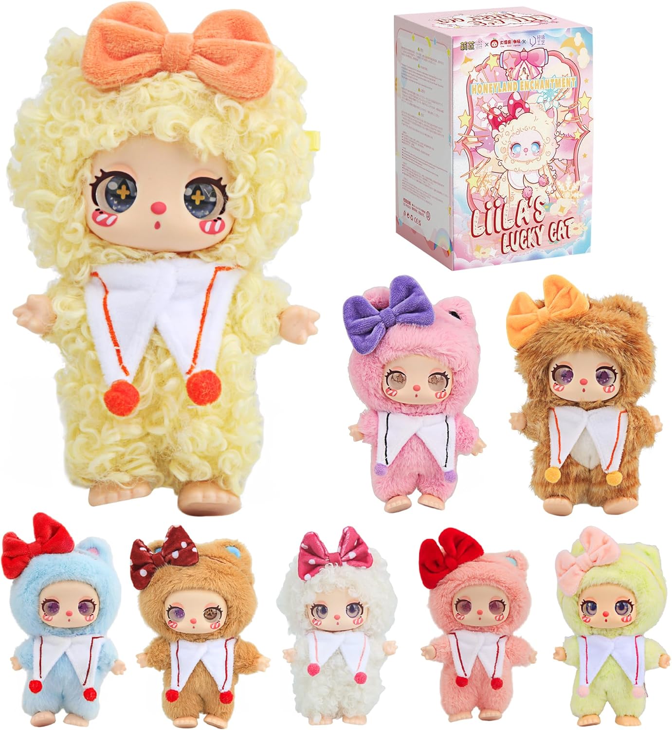 Liila‘s Lucky Cat Series Plush Blind Box, Adorable Plush Collectible Toys, 6.3IN Hangable Doll with Unique Designs Birthday Gifts, 1PCS (1 of 9 Possible Styles)