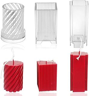 MILIVIXAY 3pcs Plastic Candle Molds for Candle Making - Including Square Stripe Mold, Crosslike Mold and Spiral Shape Cylinder Mold - Candle Mold for Beeswax - Candle Making Molds Scented Candle Mold