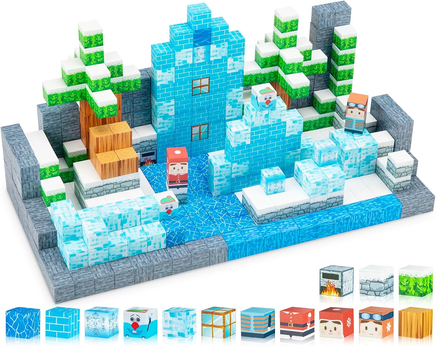 Magnetic Blocks Build Mine Magnet World Set,130Pcs Magnetic Blocks Building Toys for Kids,STEM Sensory Toys for Toddlers Kids Gifts for Age 3+ Girls Boys,Creative Construction Toy for Kids Indoor Game