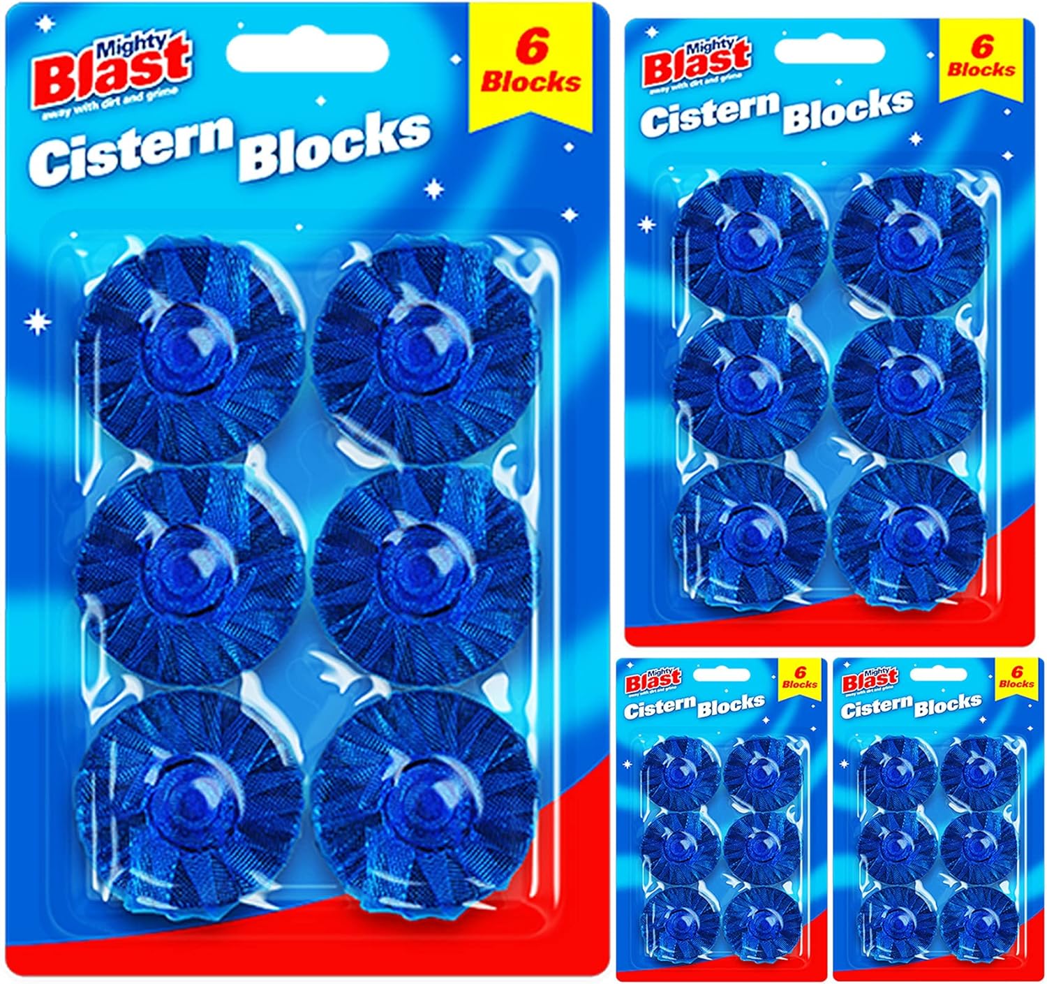 24 Pcs Toilet Cistern Blue Blocks Loo Bowl Active Cleaner Freshener Tablets Dirt Protection Stain Limescale Power Remover Fresh Home Office Disinfect Household Care Cleaners Cleaning UK FREE P&P