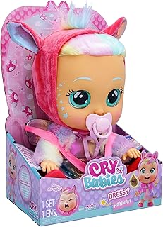 Cry Babies Dressy Fantasy Hannah - 12'' Baby Doll | Metallic Rainbow Dress with Pastel Fuzzy Pegasus Themed Jacket, Multicolor
