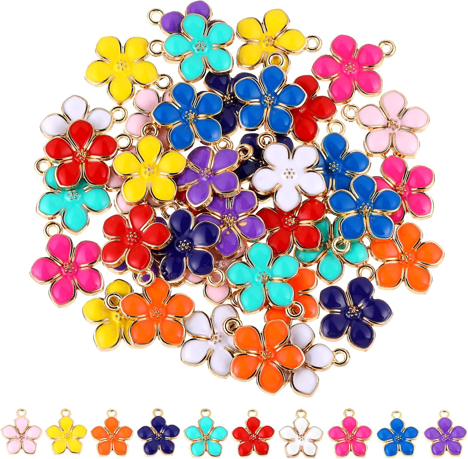 40 Pcs Charms for Jewelry Making Spring Summer Floral Themed Charms Bracelet Charm Jewelrys Making Charm Assorted Gold Plated Pendants Mixed Bulk Metal Earring Pendant for DIY Jewelry Crafting