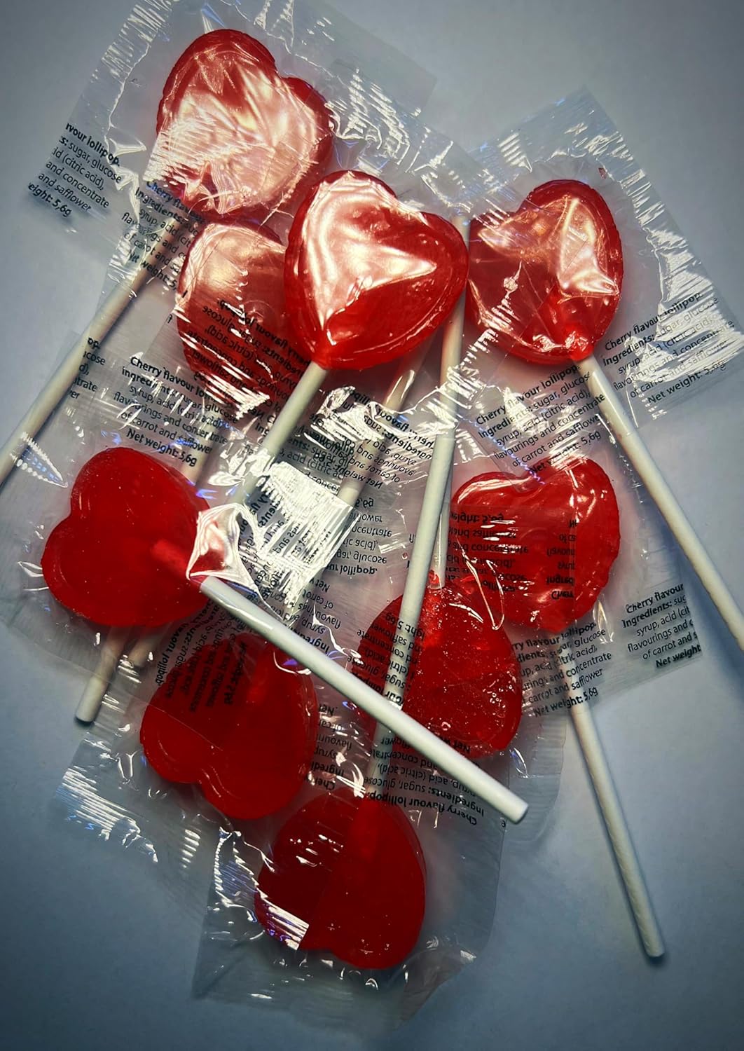 Heart-Shaped Cherry Lollipops, Red Colour, Pack of 50