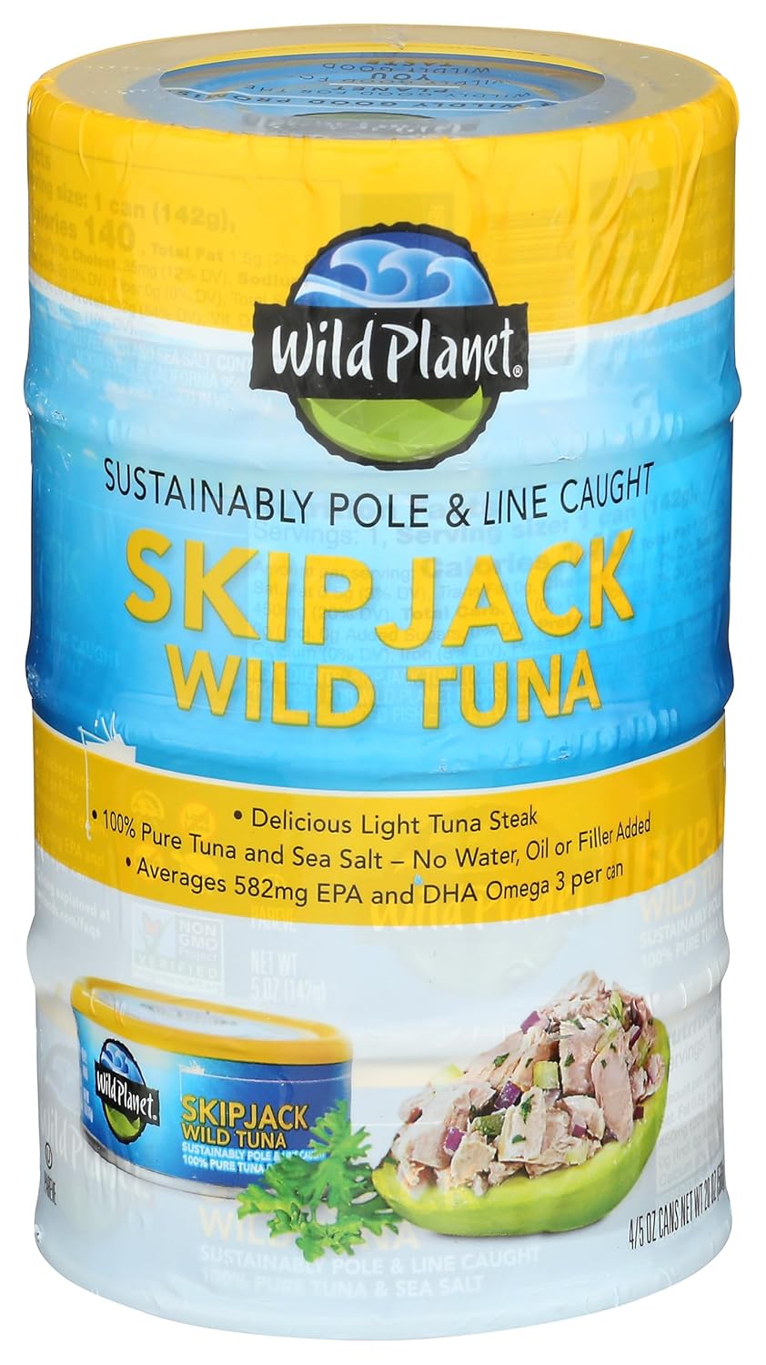 Wild Planet, Skipjack Tuna, 20 Ounce (Pack of 4)