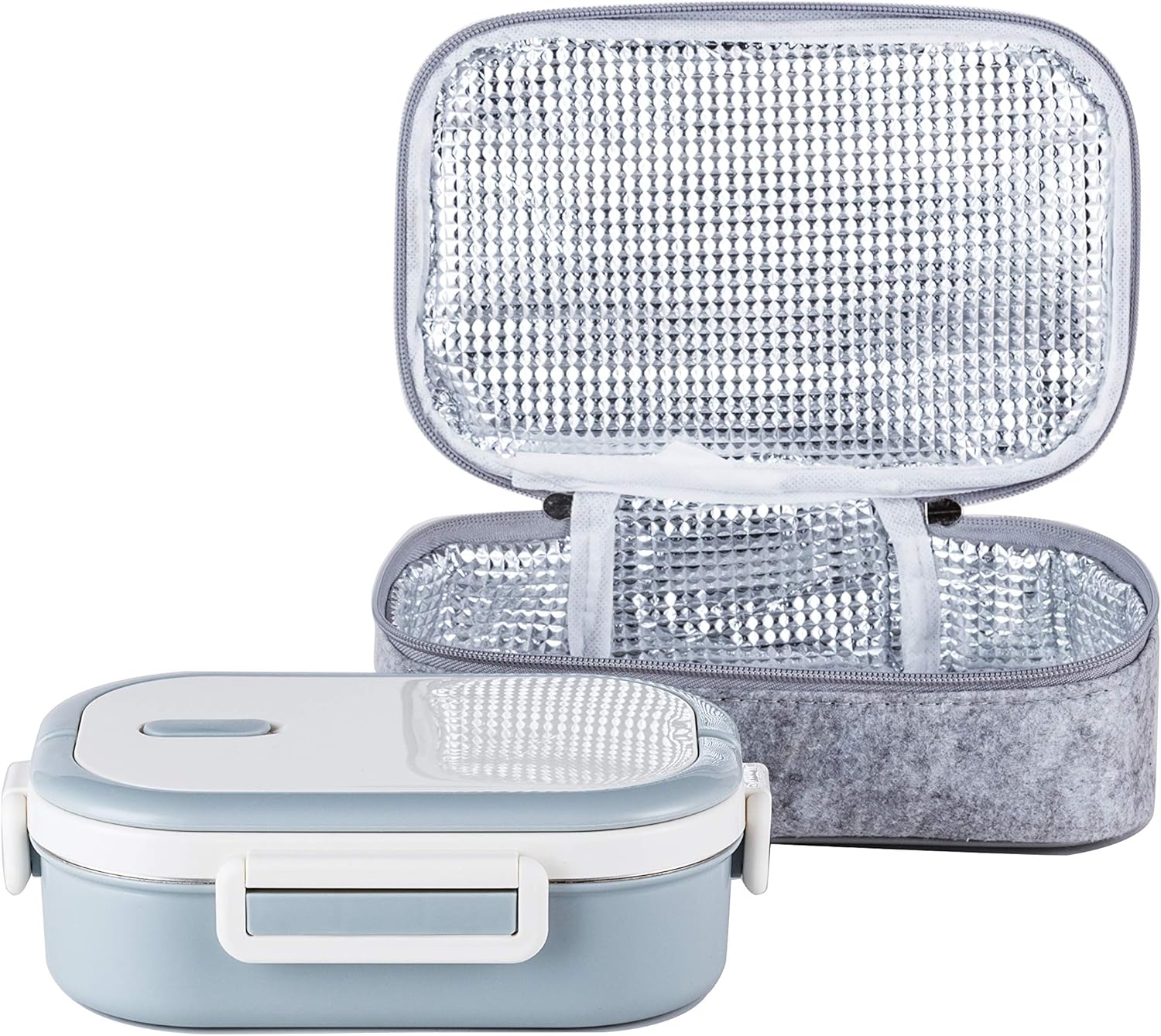 Lille Home Stainless Steel Leakproof Bento Lunch Box/Metal Food Container with Insulated Lunch Bag, BPA Free, 22 Ounces, Gray