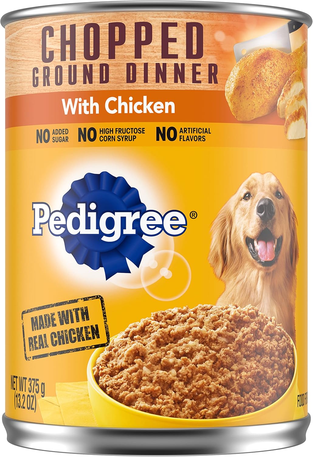 PEDIGREE Adult Canned Wet Dog Food Chopped Ground Dinner with Chicken, (12) 13.2 oz. Cans