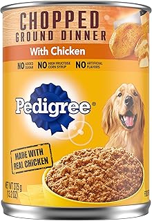 PEDIGREE Adult Canned Wet Dog Food Chopped Ground Dinner with Chicken, (12) 13.2 oz. Cans