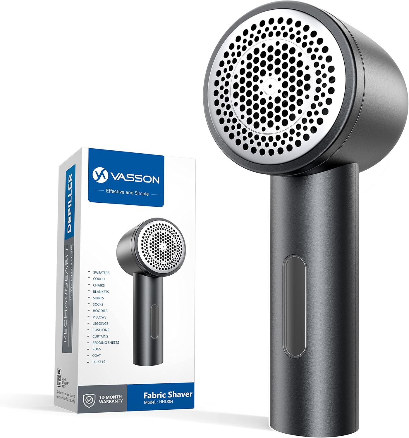 VASSON Lint Shaver, Debobbler, Lint Shaver, Bobble Remover, Fabric Shaver, Debobbler Clothes Shaver, Clothes Bobble Remover, Defuzzer for Clothes, Fuzz Remover for Clothes (Dark Grey)