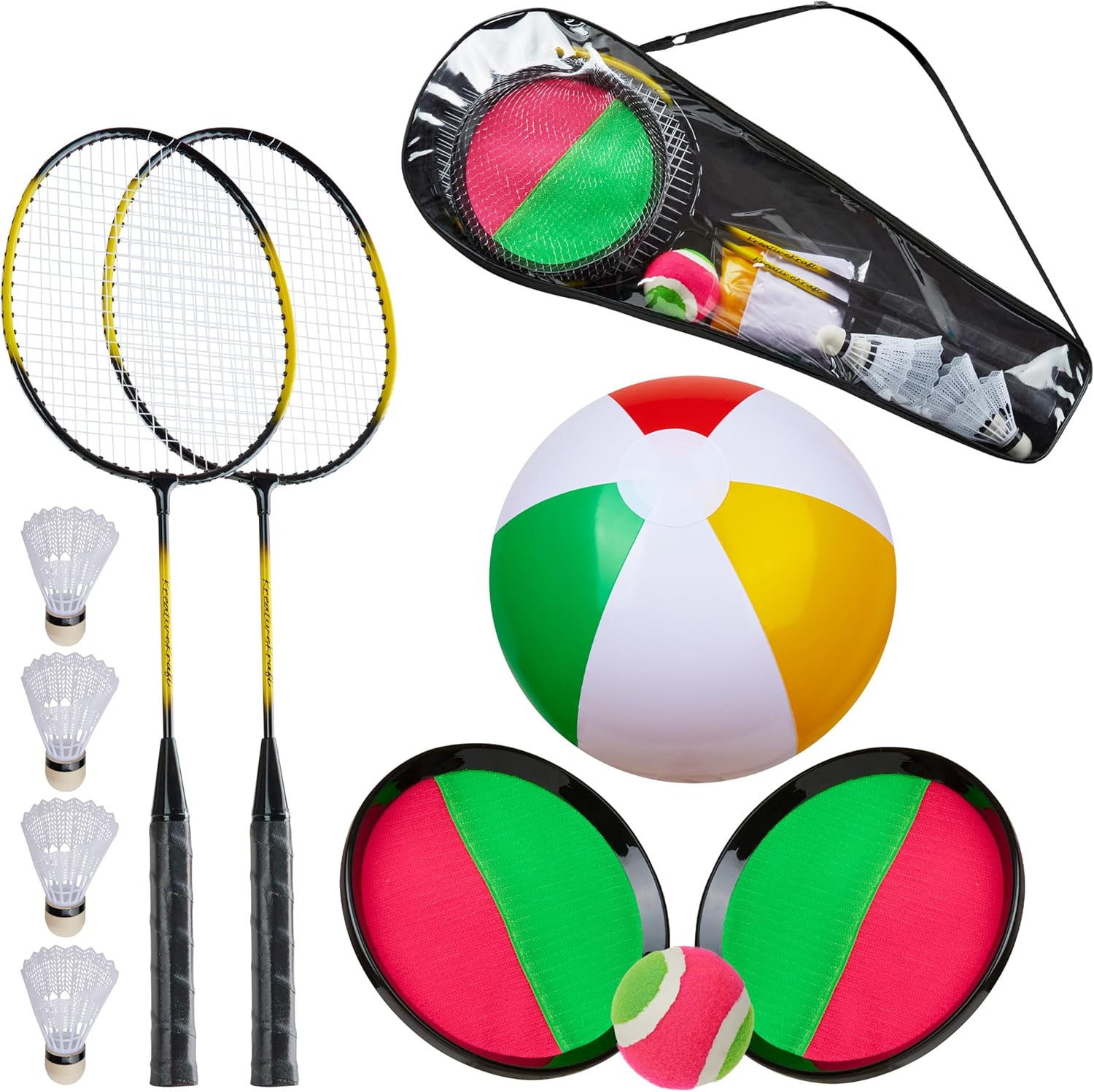 KreativeKraft Badminton Racket Set, 3 Piece Outdoor Sports Equipment