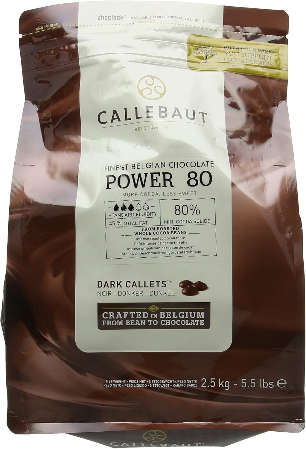 Callebaut Powerful 80 Percent Dark Chocolate Callets 2.5 kg