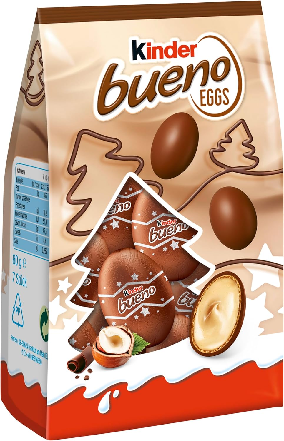 Kinder Bueno Mini Chocolate Eggs, Christmas Chocolate for Sharing, 1 Bag 80g