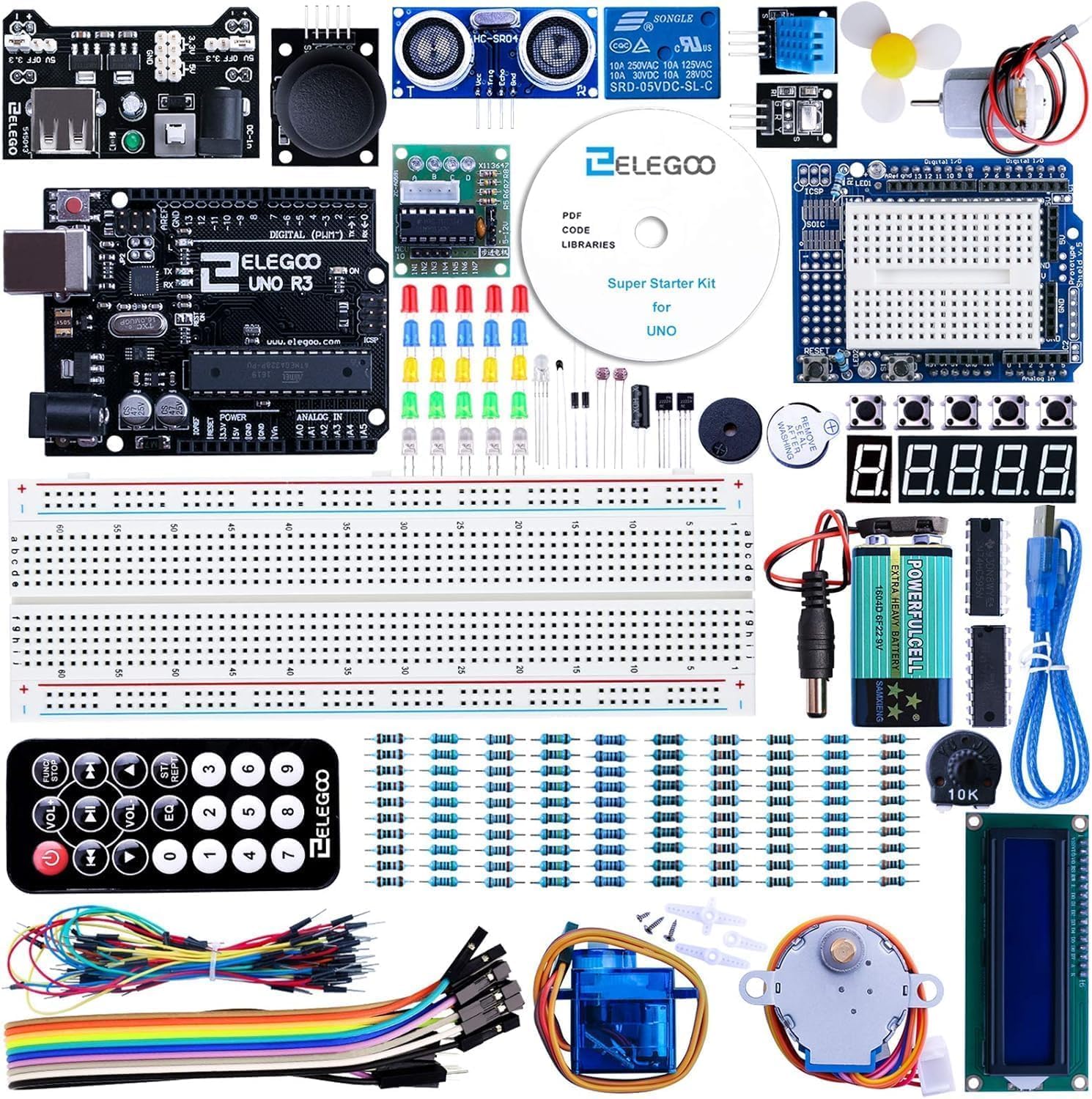 100-Pack of ELEGOO UNO Project Super Starter Kit with Tutorial and UNO R3 Board Compatible with Arduino IDE
