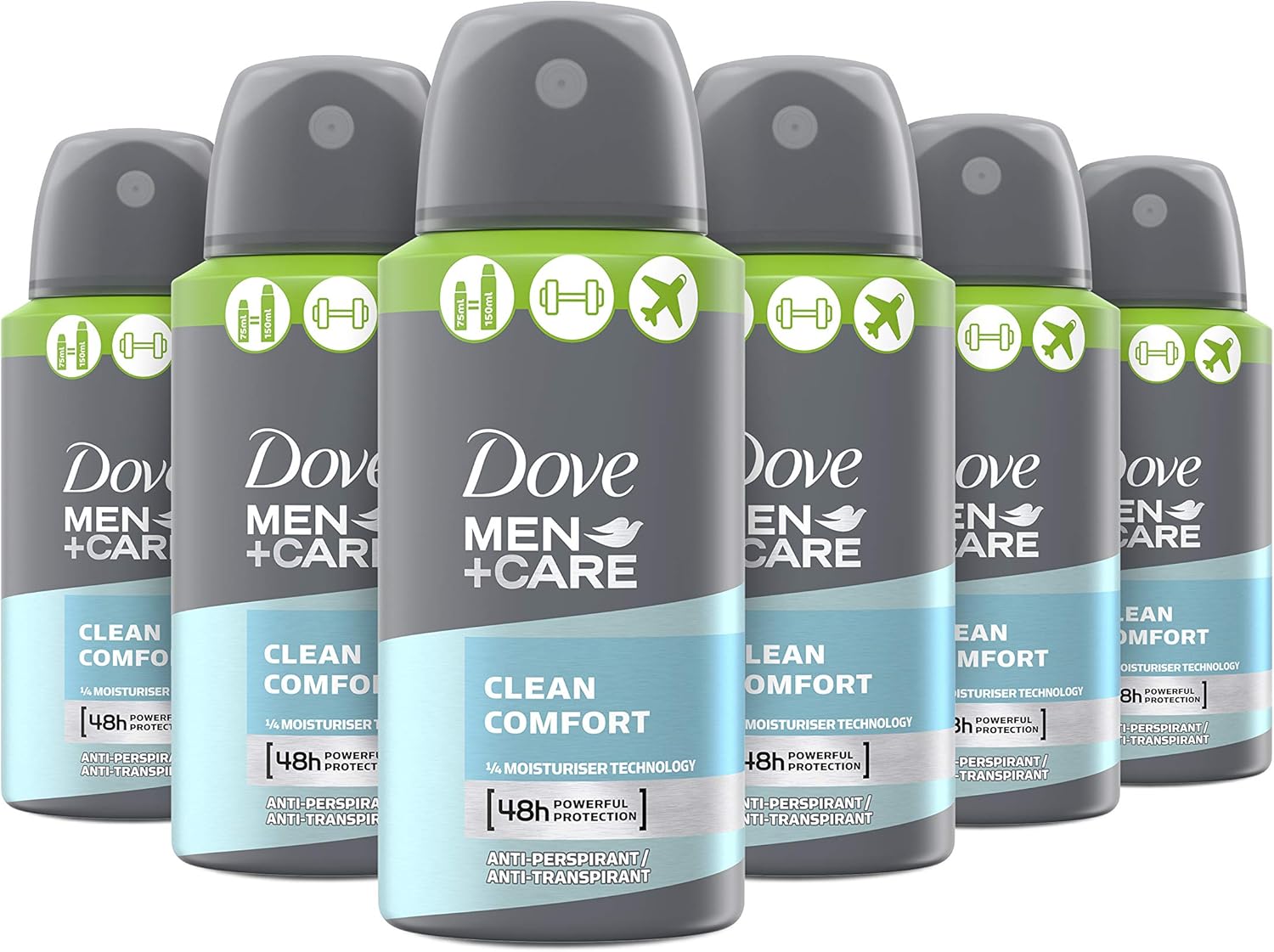 Dove Men+Care Clean Comfort perfect for Travel Compressed Anti-perspirant Deodorant 48h Sweat & Odour Protection Deodorant Spray 75 ml Multipack