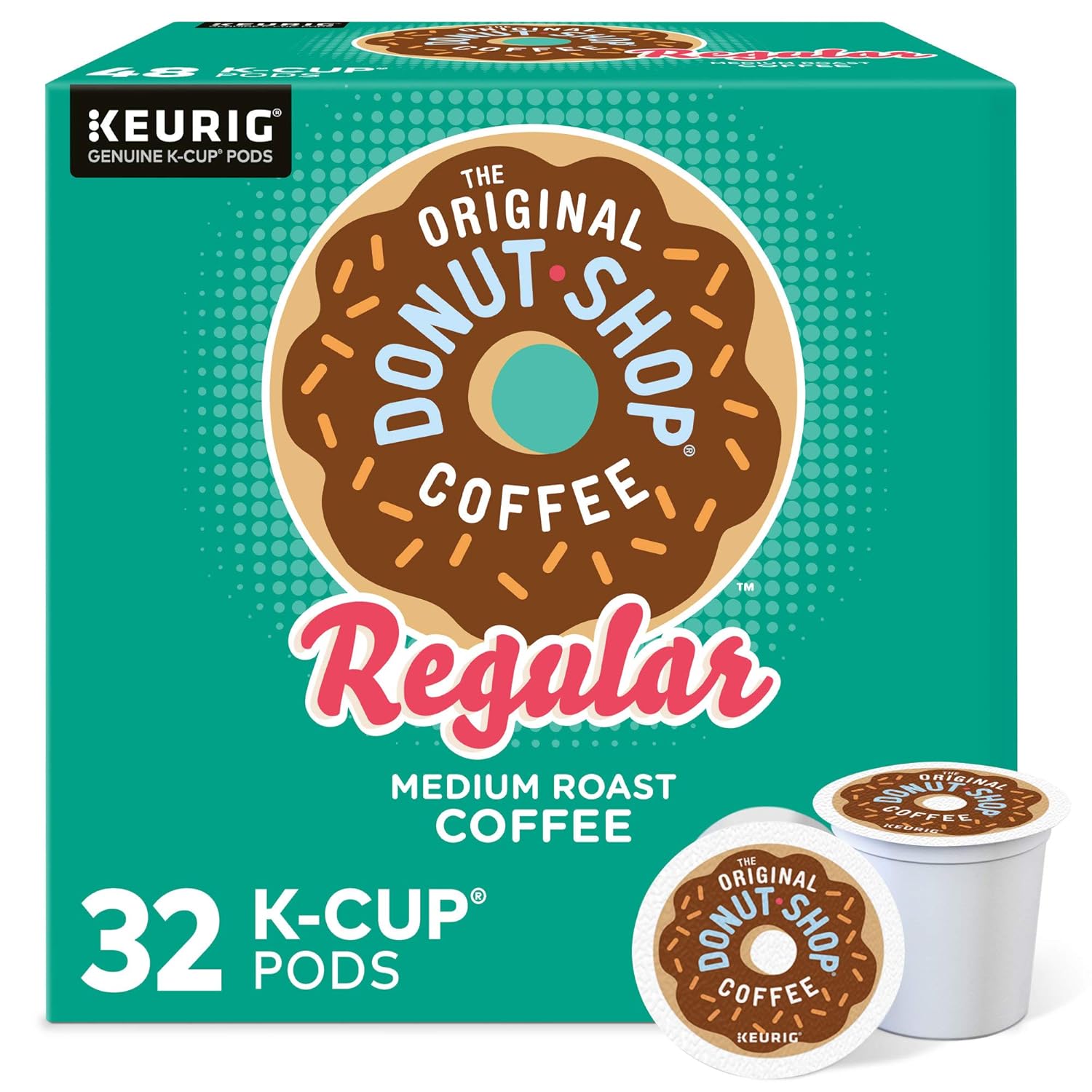 The Original Donut Shop Regular, Single-Serve Keurig K-Cup Pods, Medium Roast Coffee Pods, 32 Count