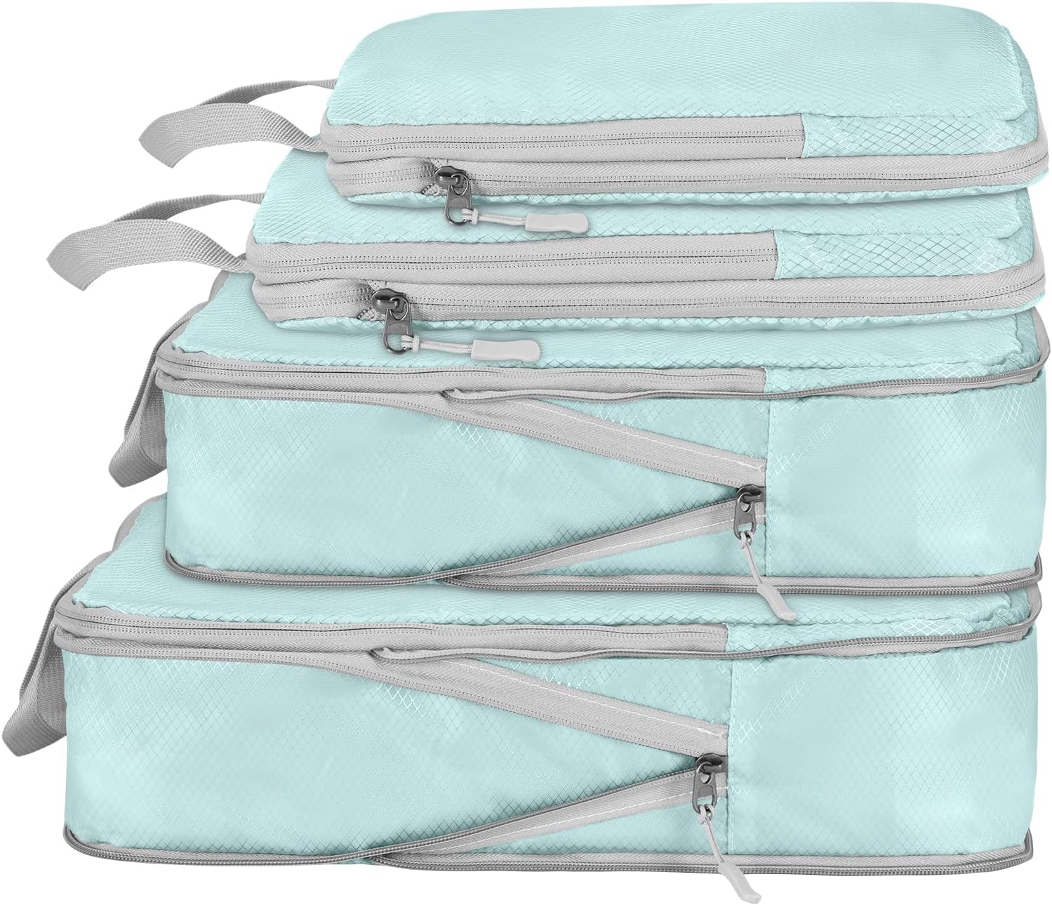 Compression Packing Cubes, Travel Storage Bag Set of 4 - Blue, Organizer Bags for Suitcase and Carry On Luggage