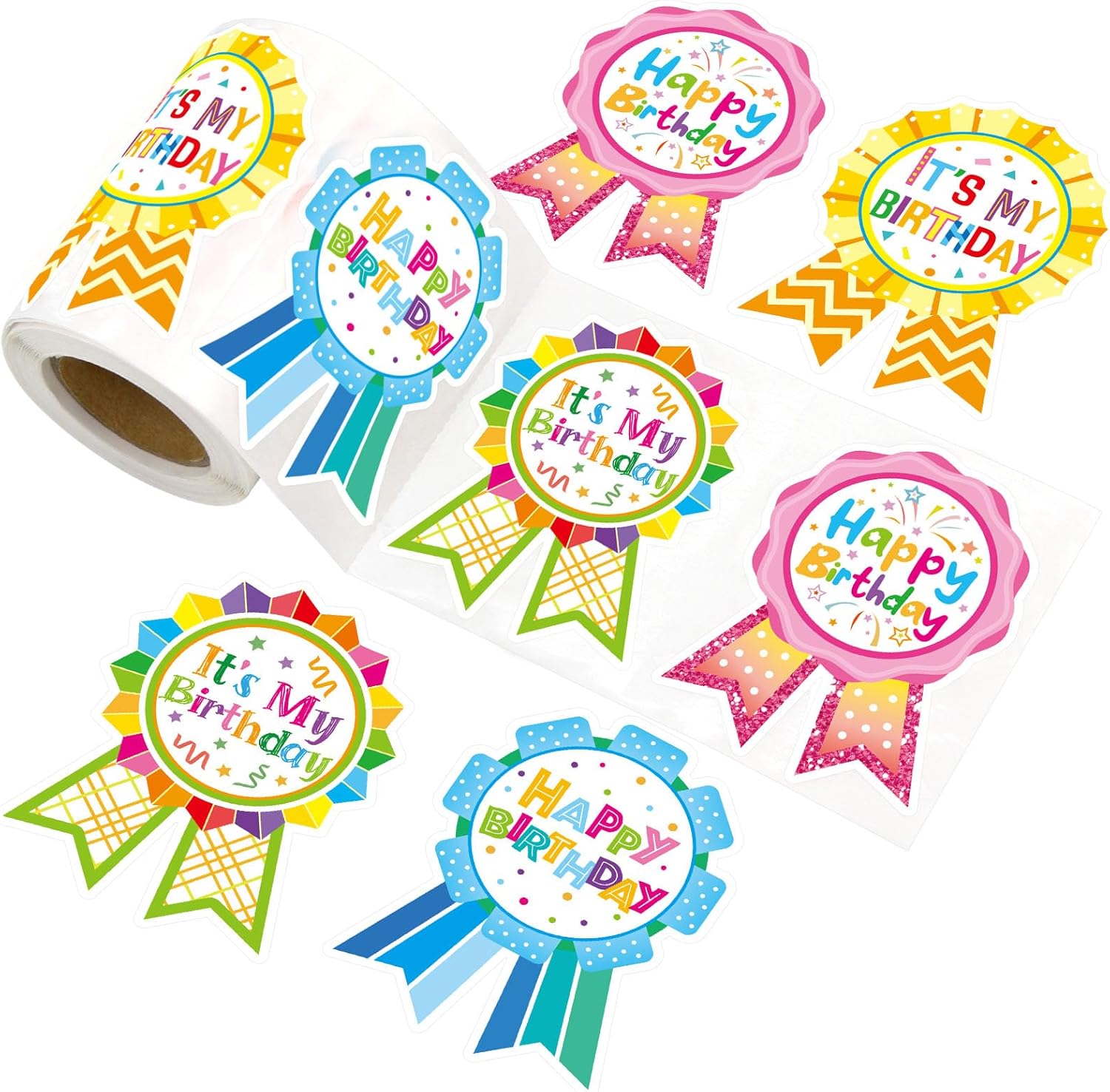Fancy Land Happy Birthday Badge Stickers for Kids It's My Birthday Stickers Home Classroom Party Decoration 200 Pcs Pastel