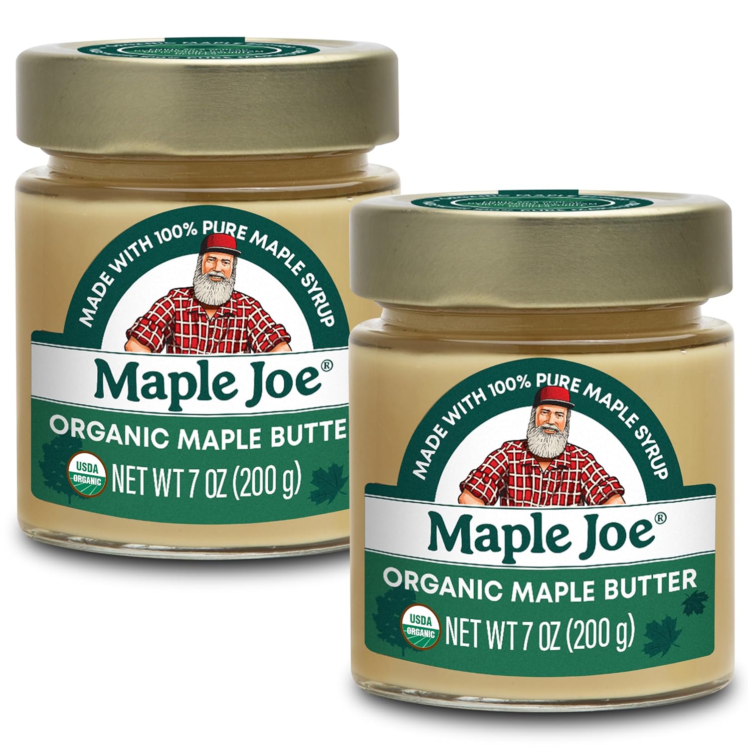 MAPLE JOE Maple Butter Spread, Pure Cream Spread Made with 100% Natural Grade A Syrup Butter. Smooth & Creamy Sugar Candy, Vegan, Non-GMO, Fat Free, Non Dairy, Gluten Free and Kosher Certified. 7oz / 200g. (2 pack)