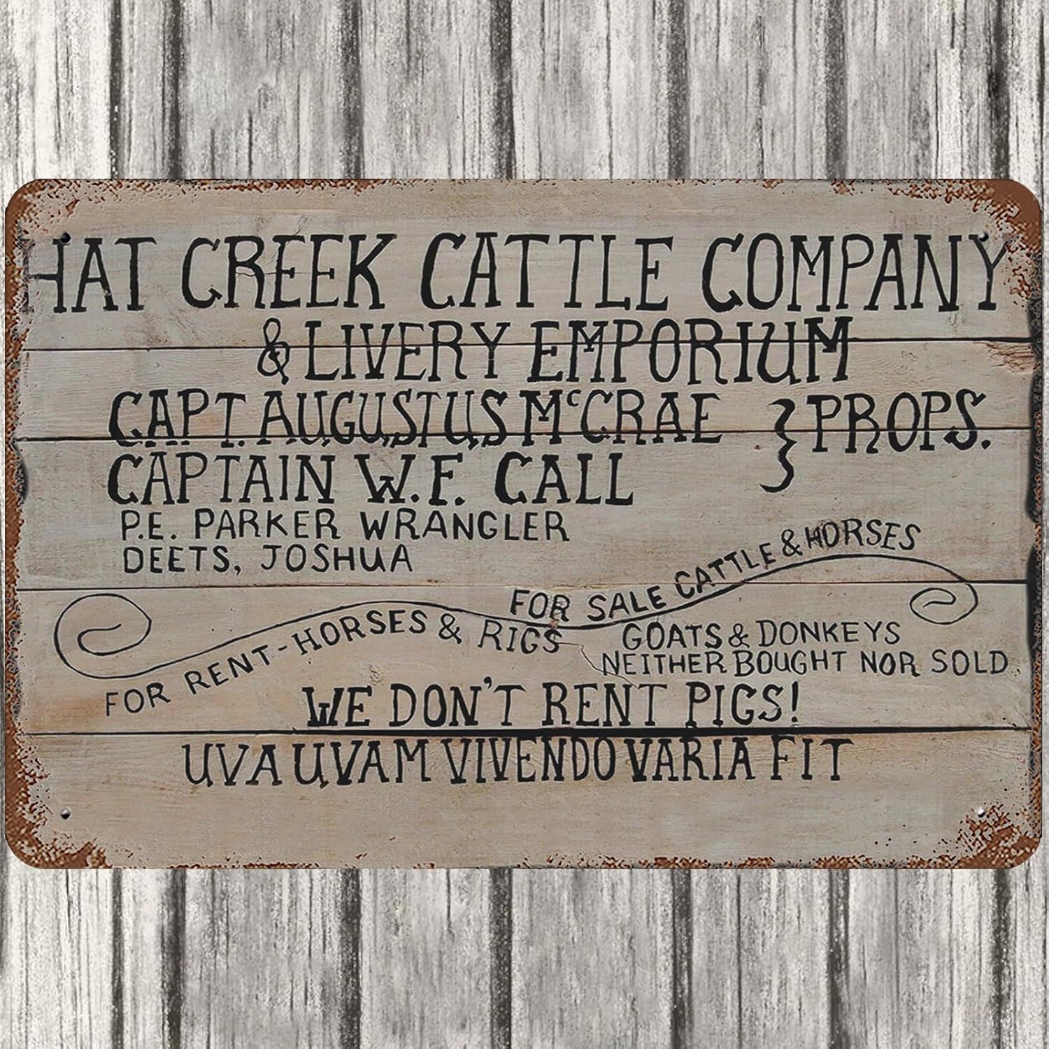 Nufar Aluminium Sign Lonesome Dove Hat Creek Cattle Company We Don Rent Pigs Vintage Wall Decor 8"" x 12"",24ja09saA40