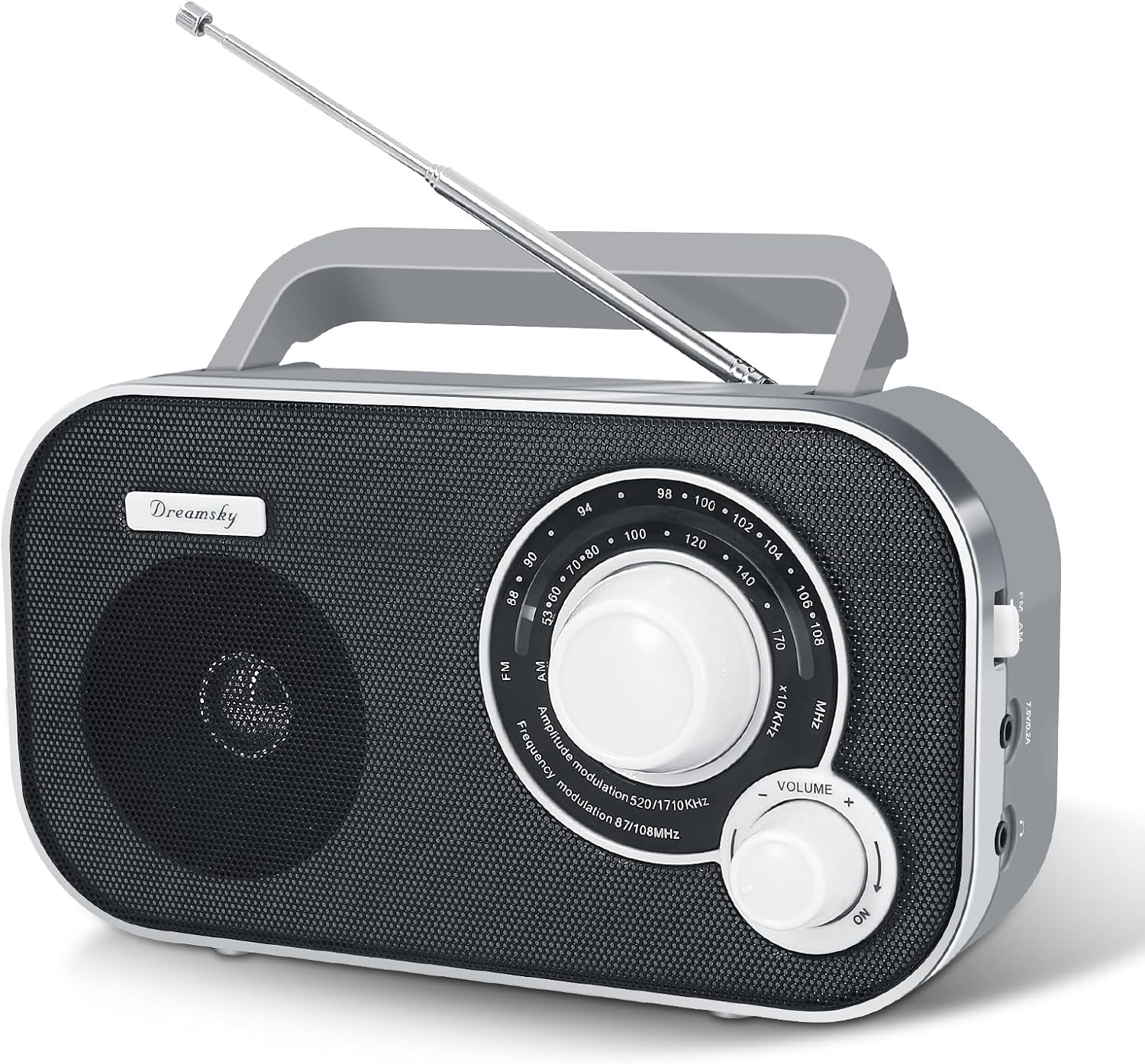 DreamSky AM FM Portable Radio Plug In Wall or Battery Operated for Home & Outdoor, Strong Reception & Sound, Large Dial Easy to Use, Transistor Antenna, Headphone Jack, Small Gifts for Seniors Elderly