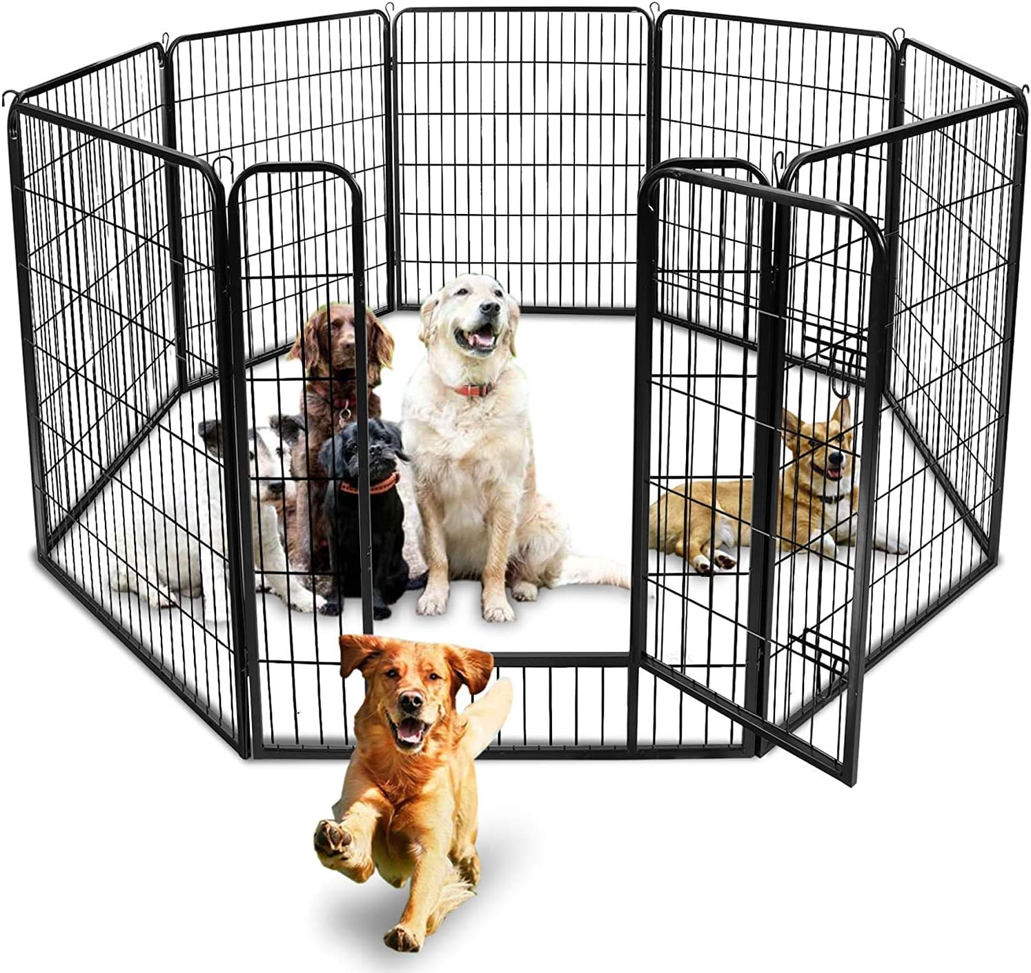 BUNNY BUSINESS Heavy Duty 8 Panel Puppy Play Pen/ Rabbit Enclosure, Medium, Gunmetal Grey