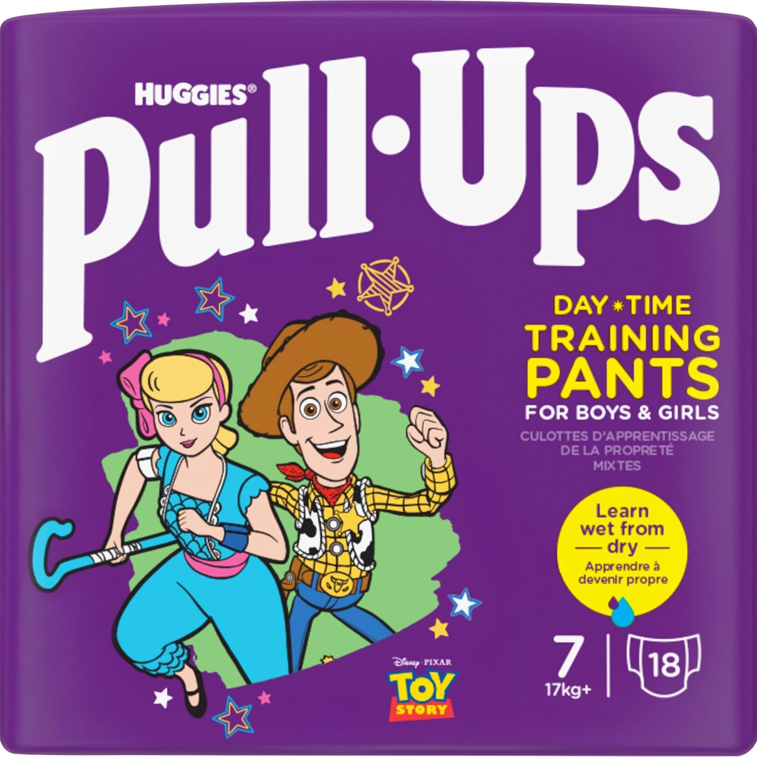 Huggies Pull-Ups® New Unisex Size 7 Day Time Training Nappy Pants (36 Pants) - Up to 12 Hours Protection