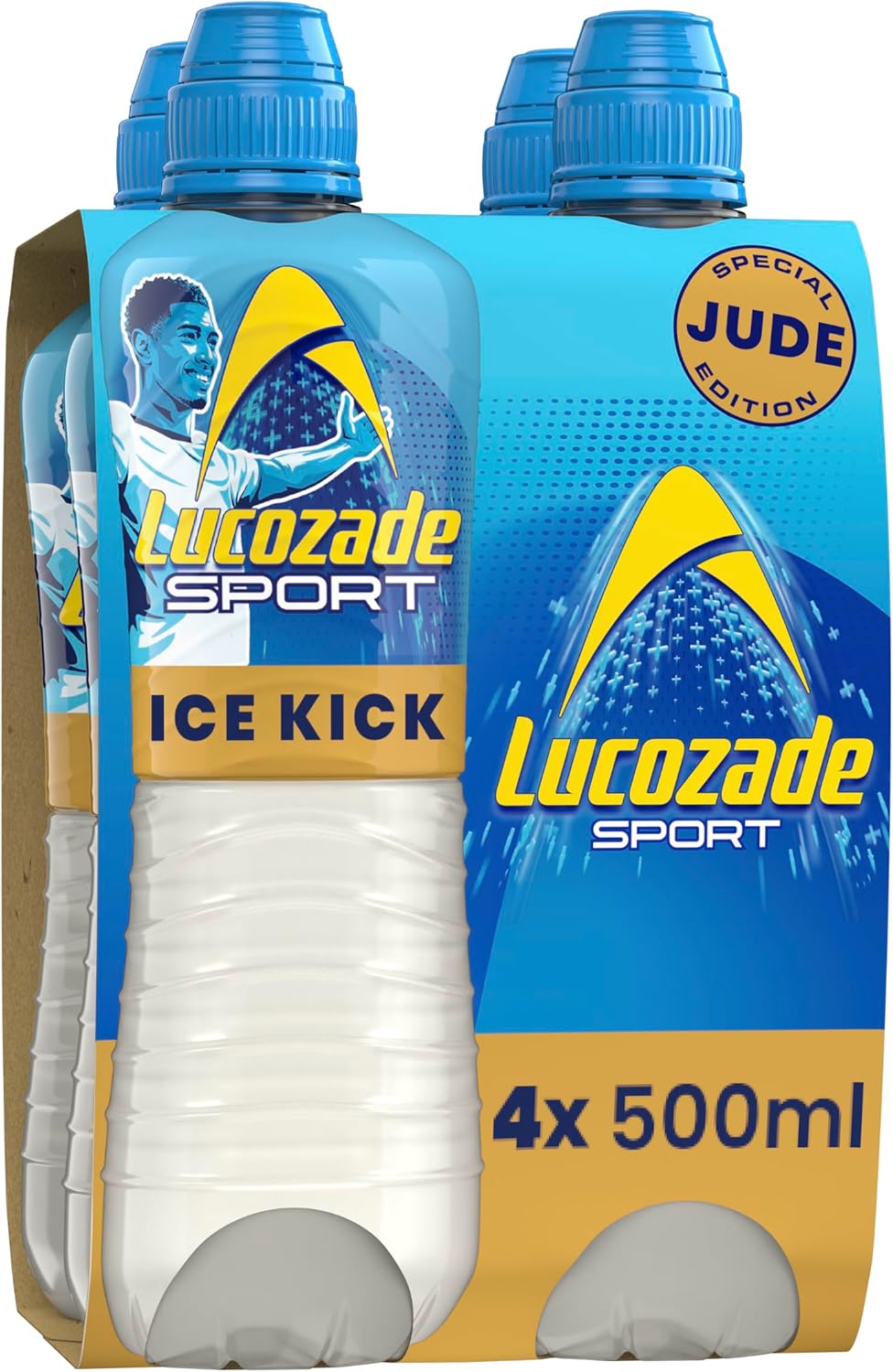 Lucozade Sport Ice Kick, Jude Bellingham Edition, 4x500ml, Isotonic sports drink with electrolytes and vitamin B3 | Still | Bursting with flavour