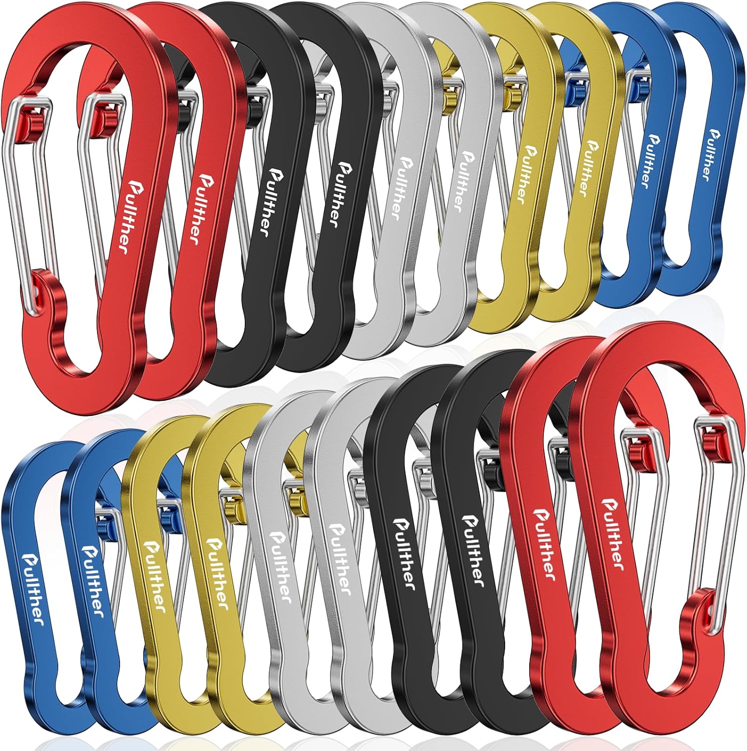 Aluminum Carabiner Clips- Set of 20,Carabiner Clip 2 inch,Corrosion-Resistant,Lightweight,Ideal for Outdoor Sports,Hiking,Camping,Fishing.