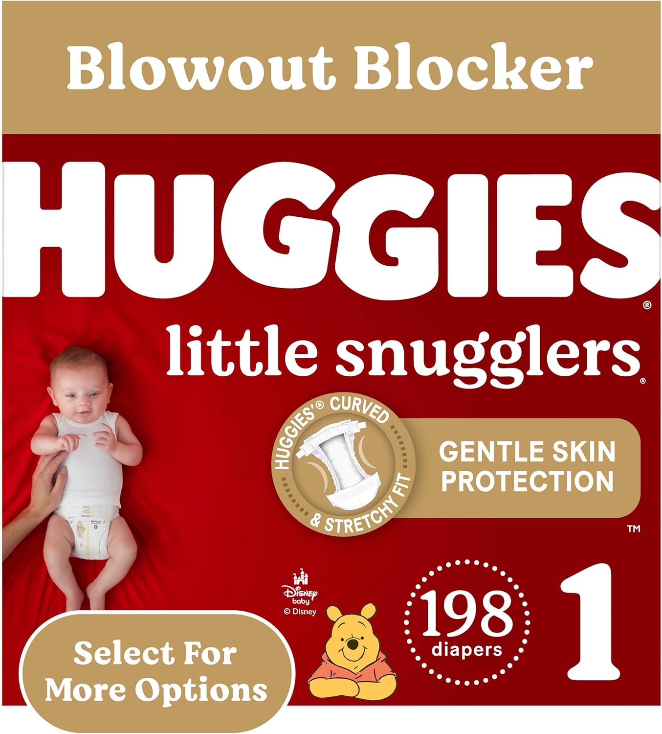Huggies Size 1 Diapers, Little Snugglers Diapers, Size 1 (8-14 lbs), 198 Ct (6 packs of 33)