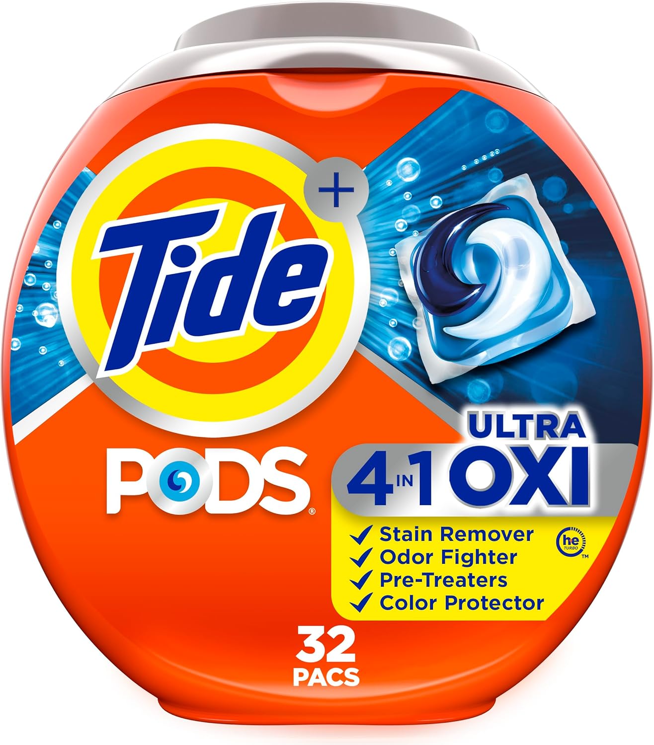 Tide Pods Ultra Oxi Liquid Detergent Pacs, 32 Pods