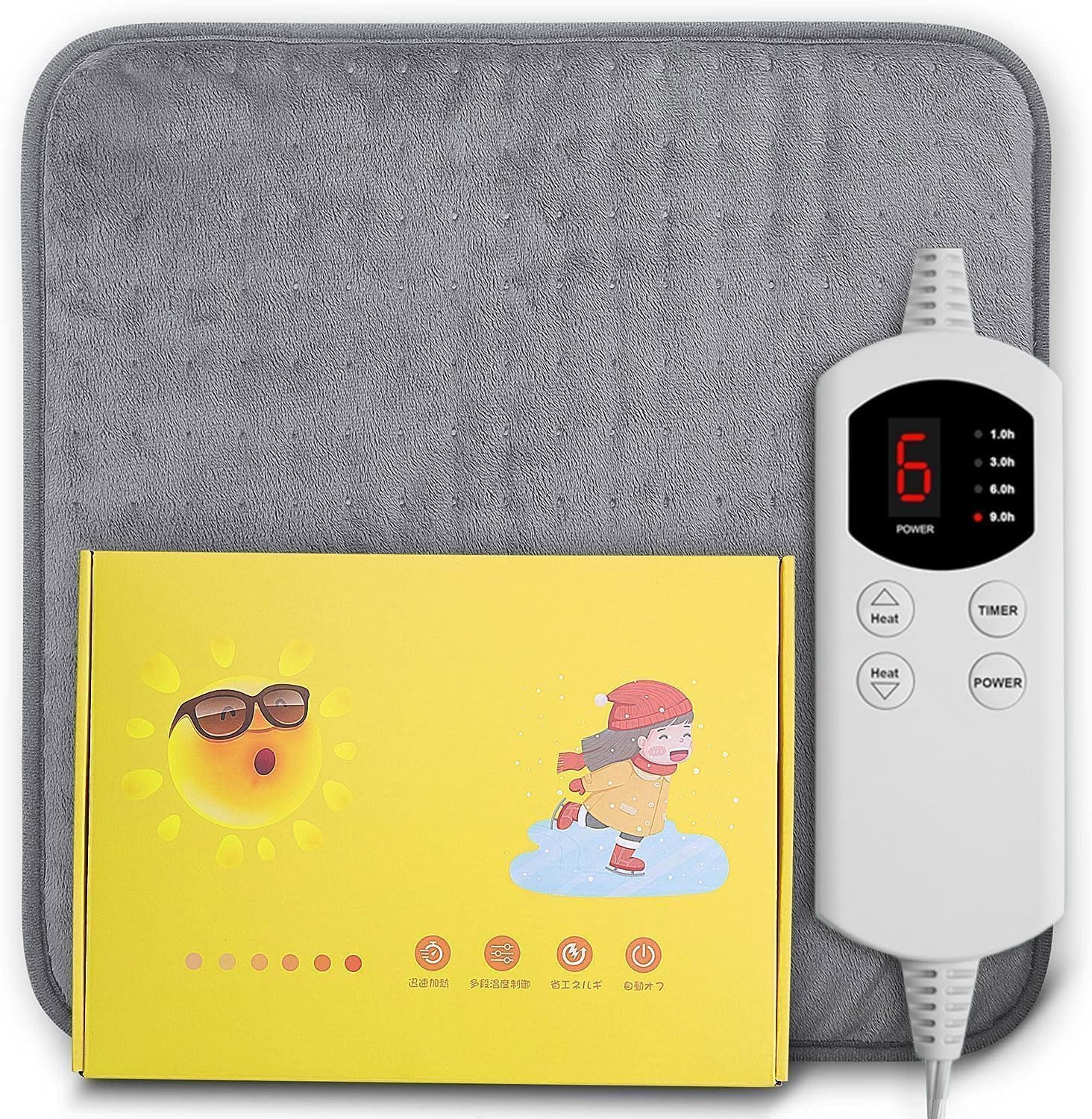 Extra Large Heating Pad for Office Chair 18" X 18" Size with 6 Adjustable Temperature Settings 4 Levels 9H Timers Function Flannel Moist and Dry Heat pad for Shoulders Neck Abdomen Back Limbs