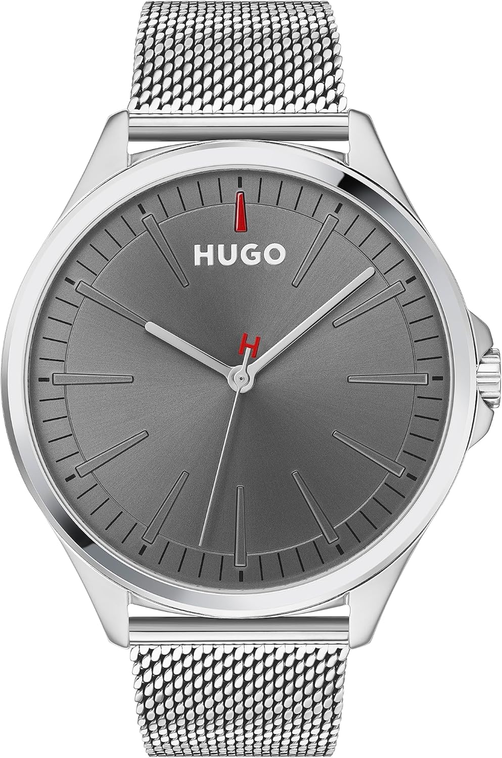 HUGO Analogue Quartz Watch for Men #Smash Collection with Silver Stainless Steel Mesh Bracelet or Leather Bracelet