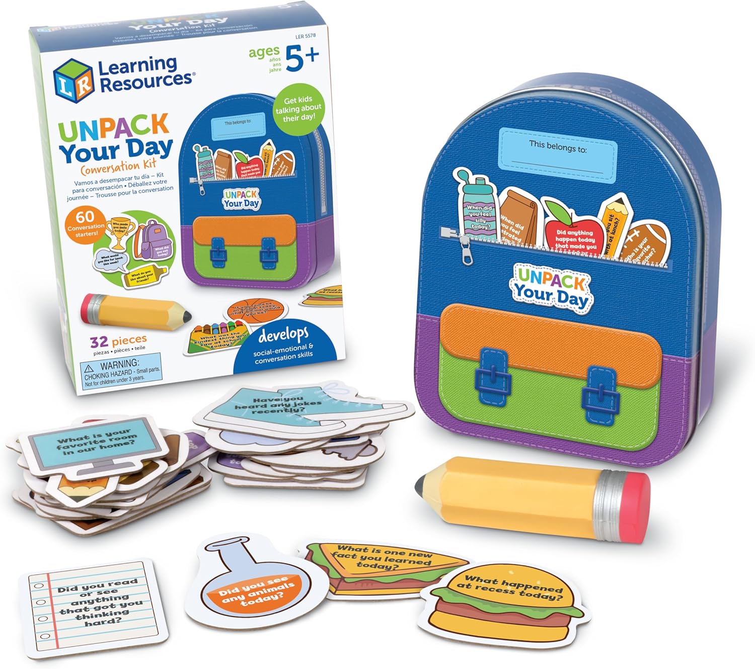 Learning Resources Unpack Your Day Conversation Kit, 32 Pieces, Ages 5+, Social Emotional Learning Toys, Social Emotional Learning Games