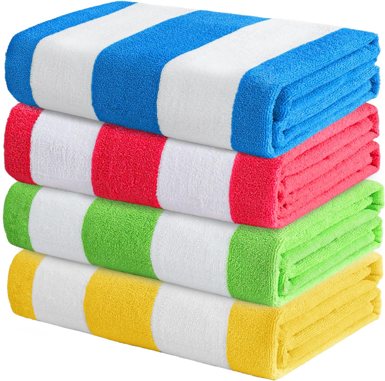 Exclusivo Mezcla 4-Pack Large Microfiber Beach Towels Set, Quick Dry,Pool/Swimming/Bath Towel for Adults/Kids (Blue/Hot Pink/Green/Yellow, 76cm x 152cm), Lightweight and Highly Absorbent