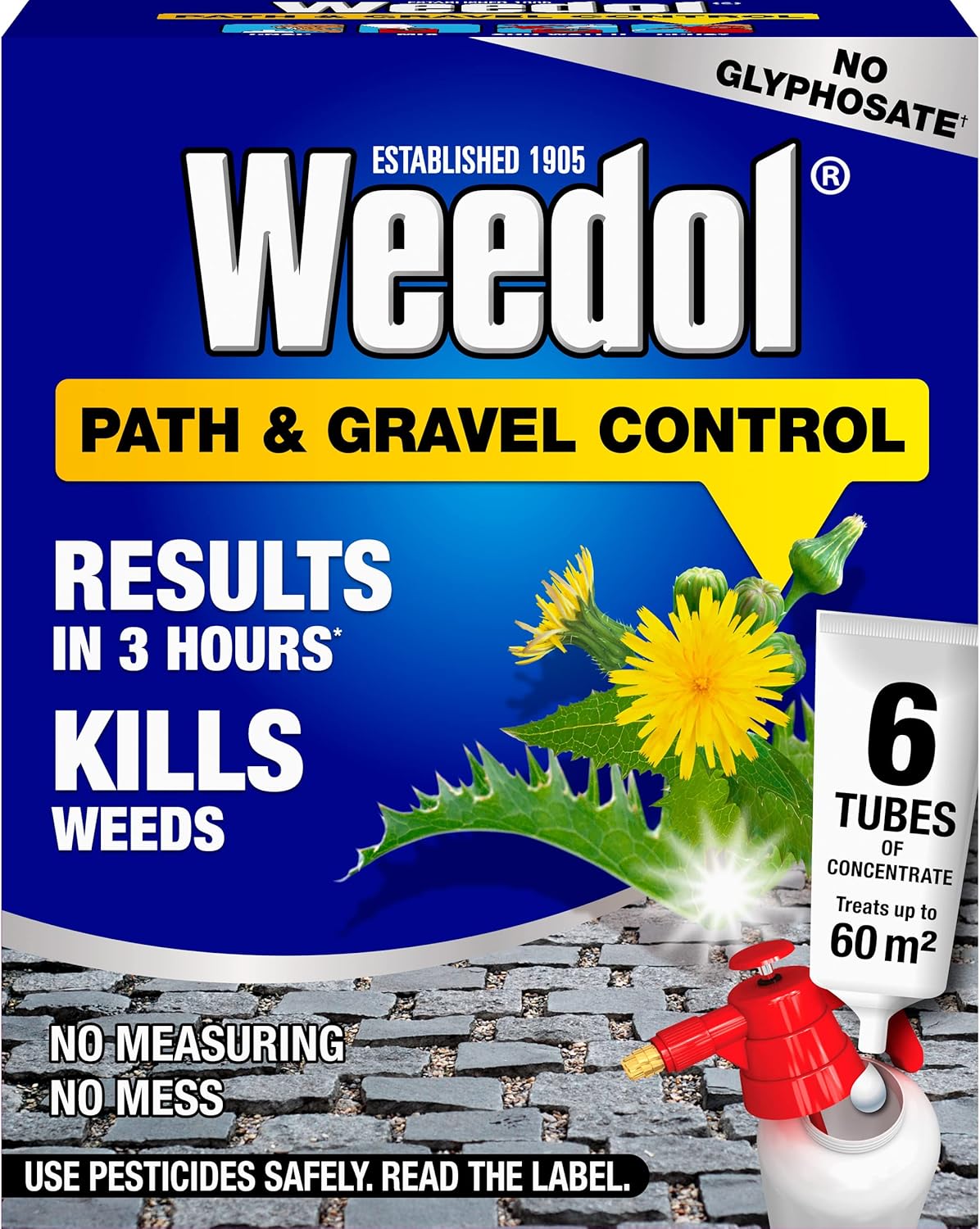 Weedol Path Weed Killer Liquid Concentrate 6 Tubes Treats 60m2 Garden Path & Patio Weed Control
