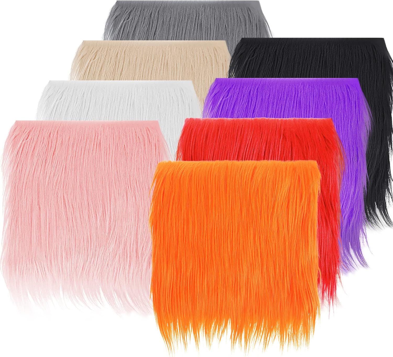 Tatuo 8 Pcs Faux Fox Fur Square Fabric 10 x 10 Inch Shaggy Fur Patches Fabric Cuts Chair Cover Seat Cushion Pad Christmas DIY Craft Supplies(Multi-Colored)