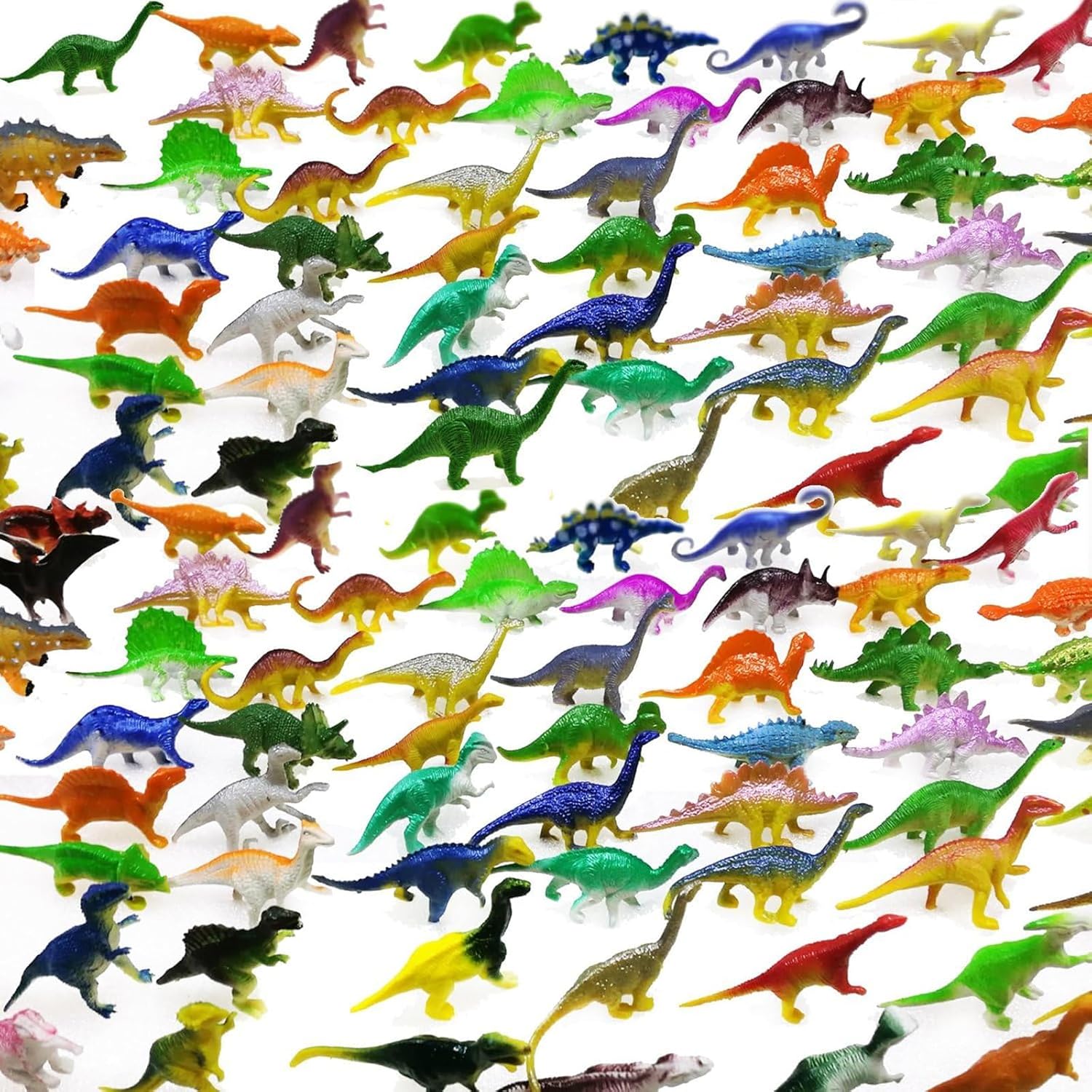 OuMuaMua Dinosaur Toys, Plastic Mini Dinosaur Figure Toy Set Including T-rex, Stegosaurus, Monoclonius for Kids Toddler Dinosaur Birthday Party Favors, Christmas Easter Eggs Filler Gifts, 78 Pack