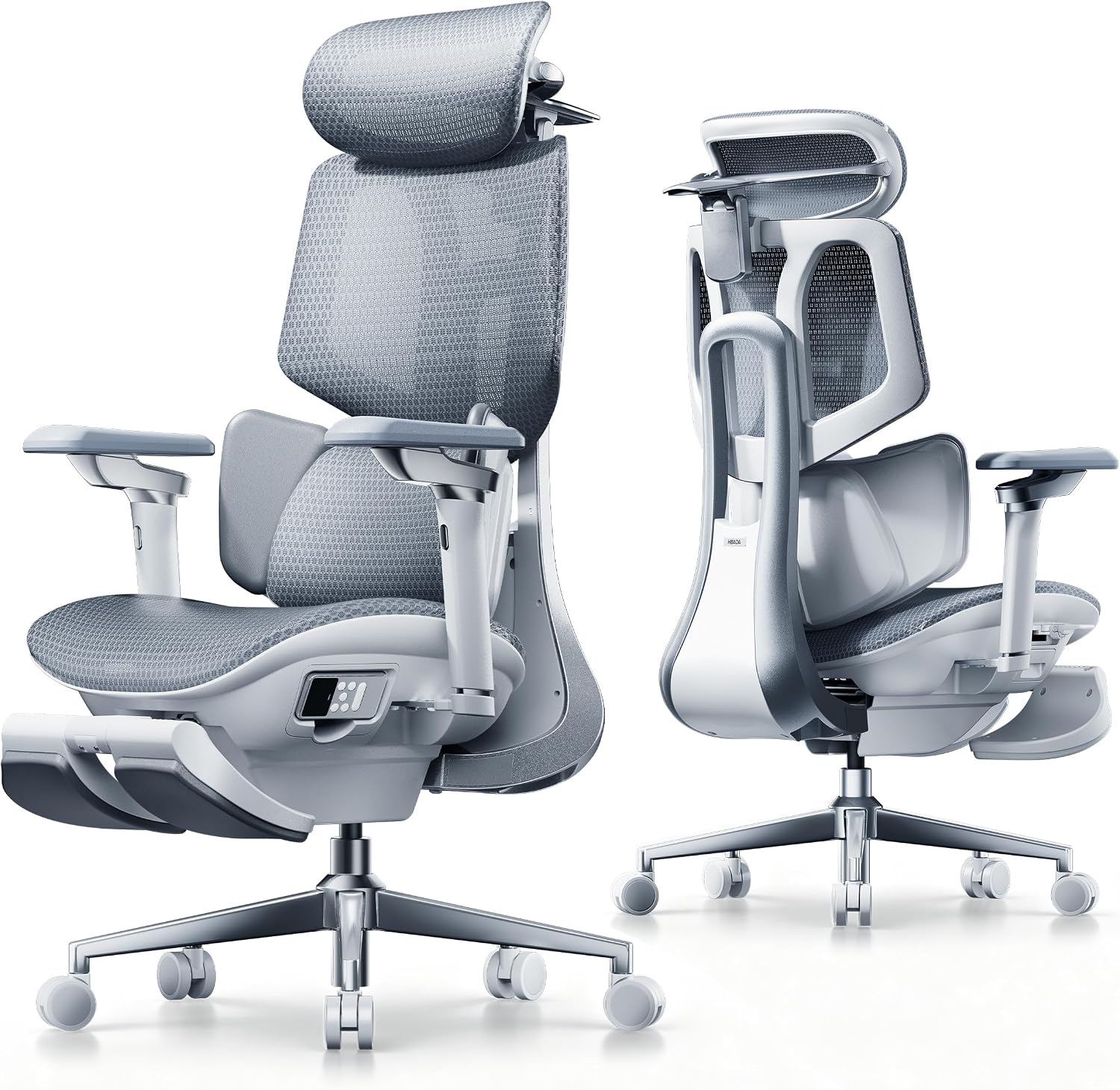 Hbada X7 Smart Ergonomic Chair, Office Chair, with Fully Automated Lumbar Tracking, 4D Adjustable Headrest, 720° Adjustable Armrests, Swivel, Grey