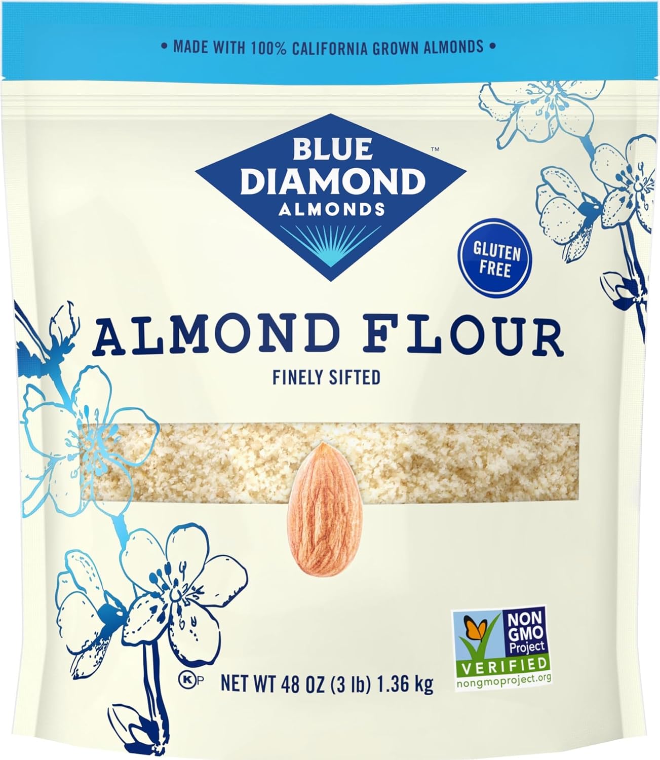 Blue Diamond Almonds Almond Flour, Gluten Free, Blanched, Finely Sifted, 48 oz