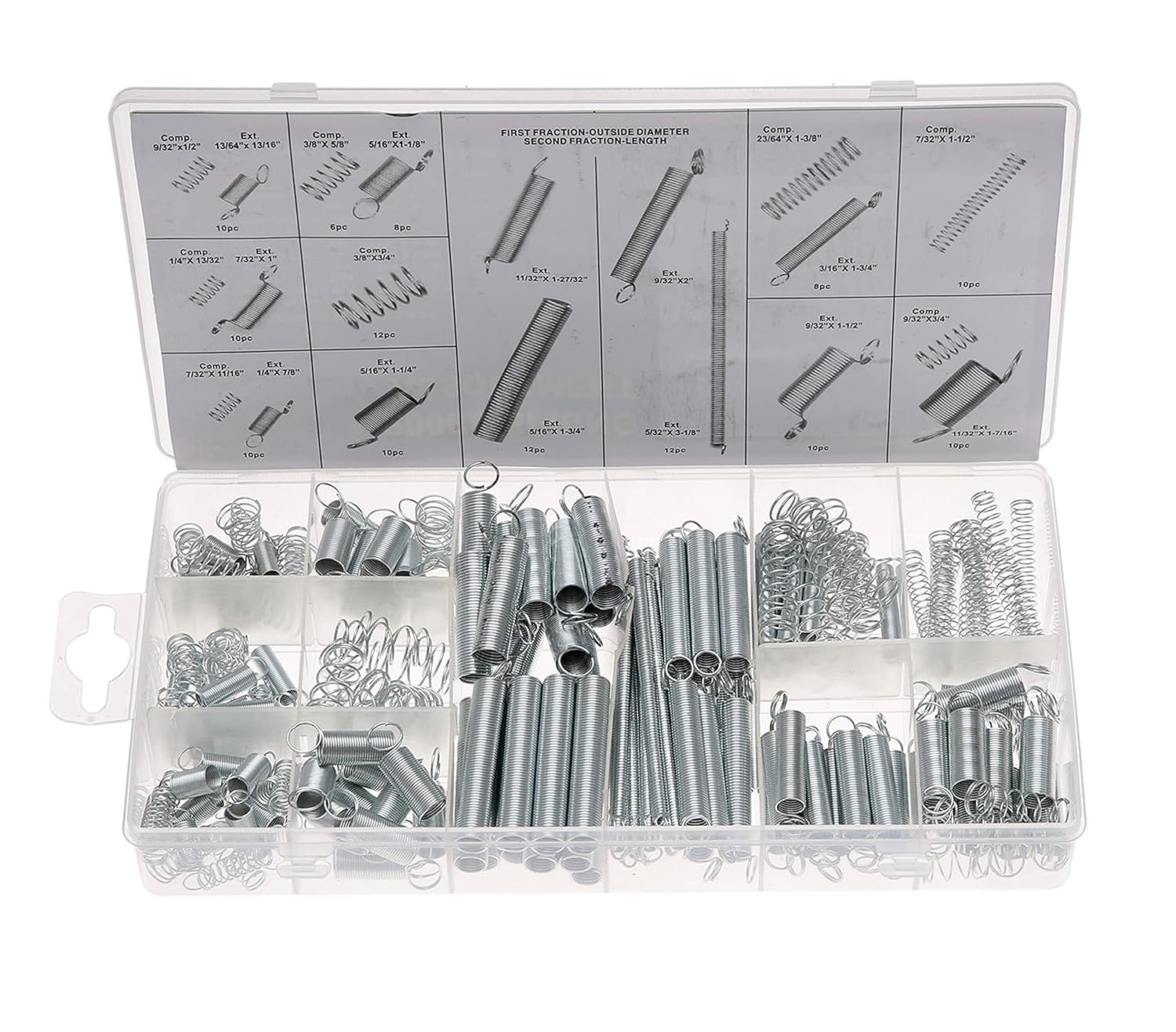 200pcs Compression & Extension SpringAssortment Set, Small Metal Loose Steel Coil Springs Assortment Kit AssortedW/Plastic Storage Box