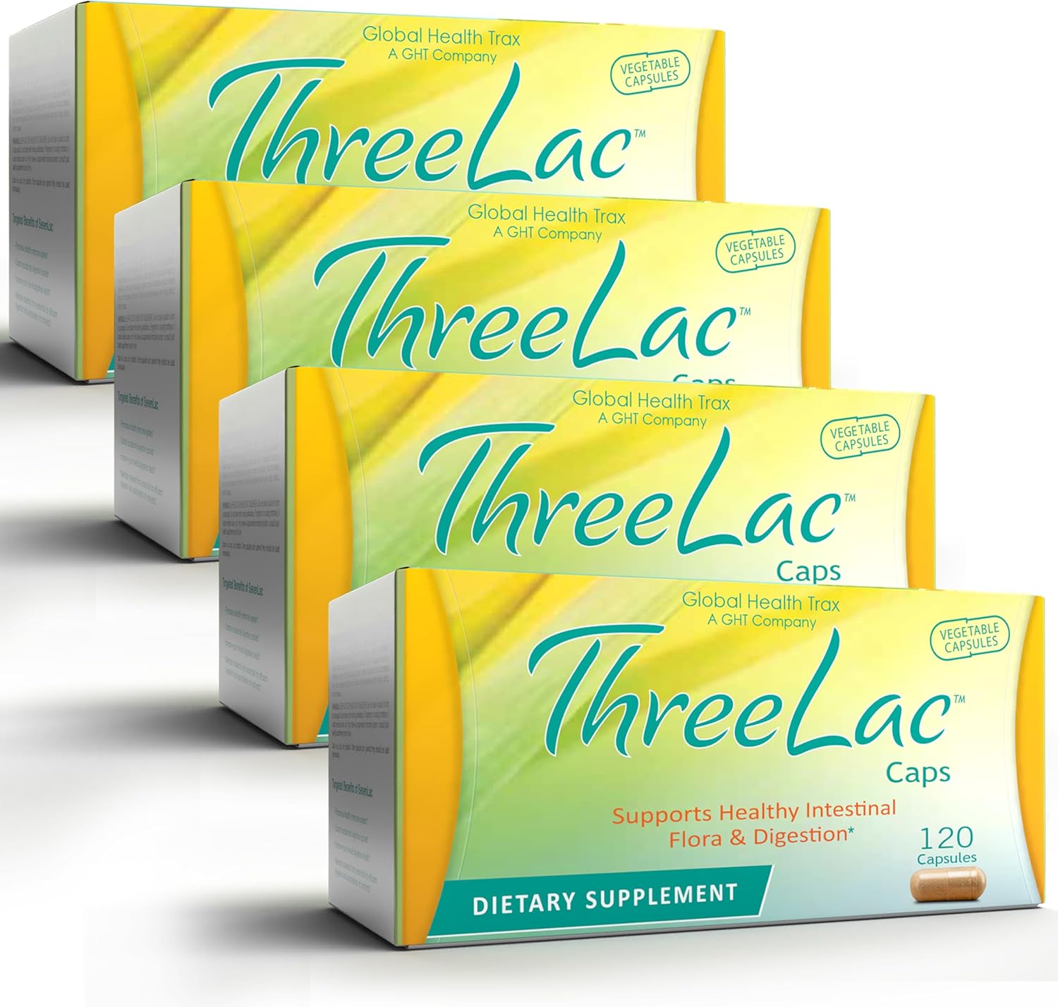 Global Health Trax GHT - ThreeLac Probiotic Capsules, 480 Count - Comprehensive Digestive Support for Men, Women, and Children - Immune System and Gut Balance, Non-GMO