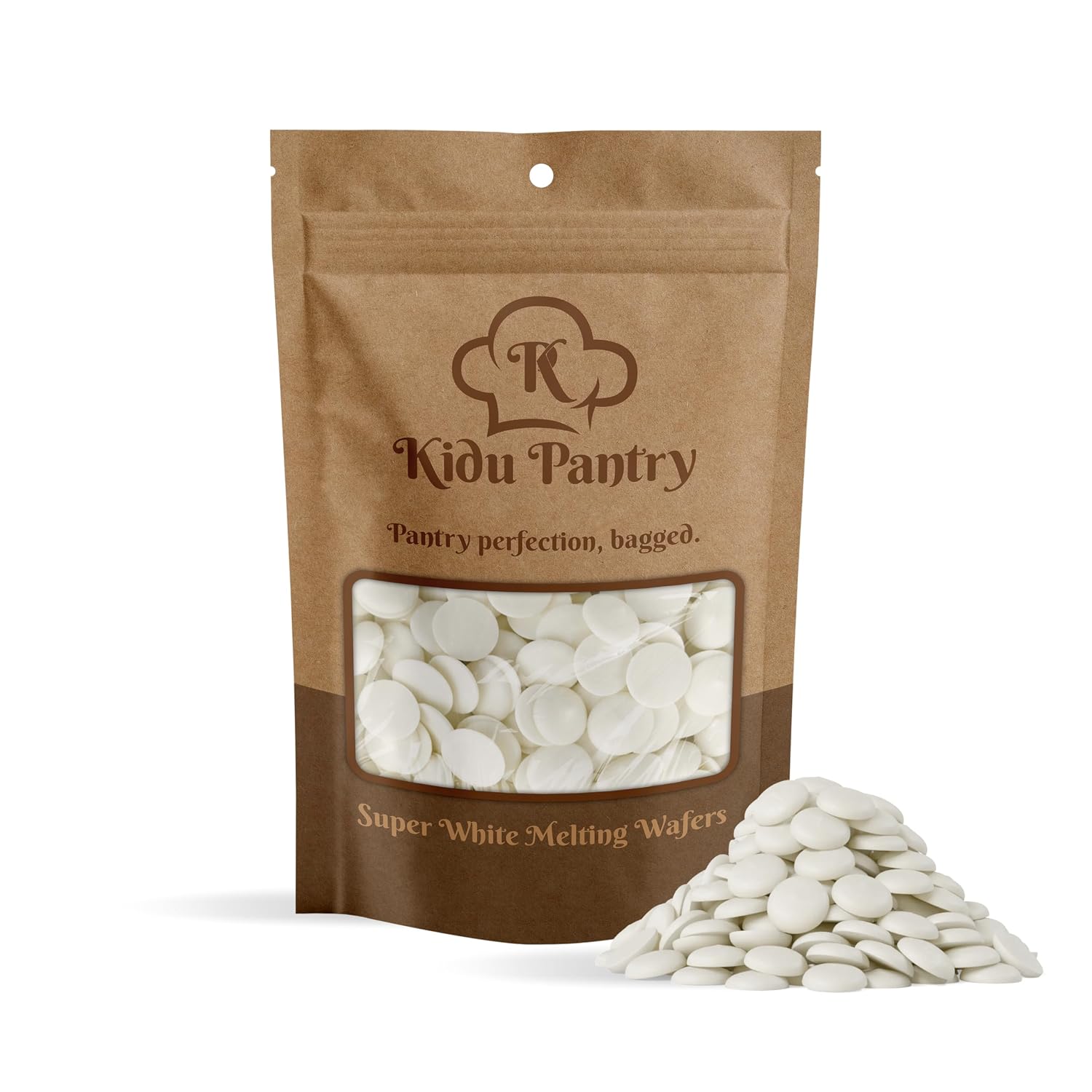 KIDU PANTRY Chocolate Melting Wafers Bulk Bag Perfect For Dipping, Deserts, Baking And More (Super White, 1 Pound)