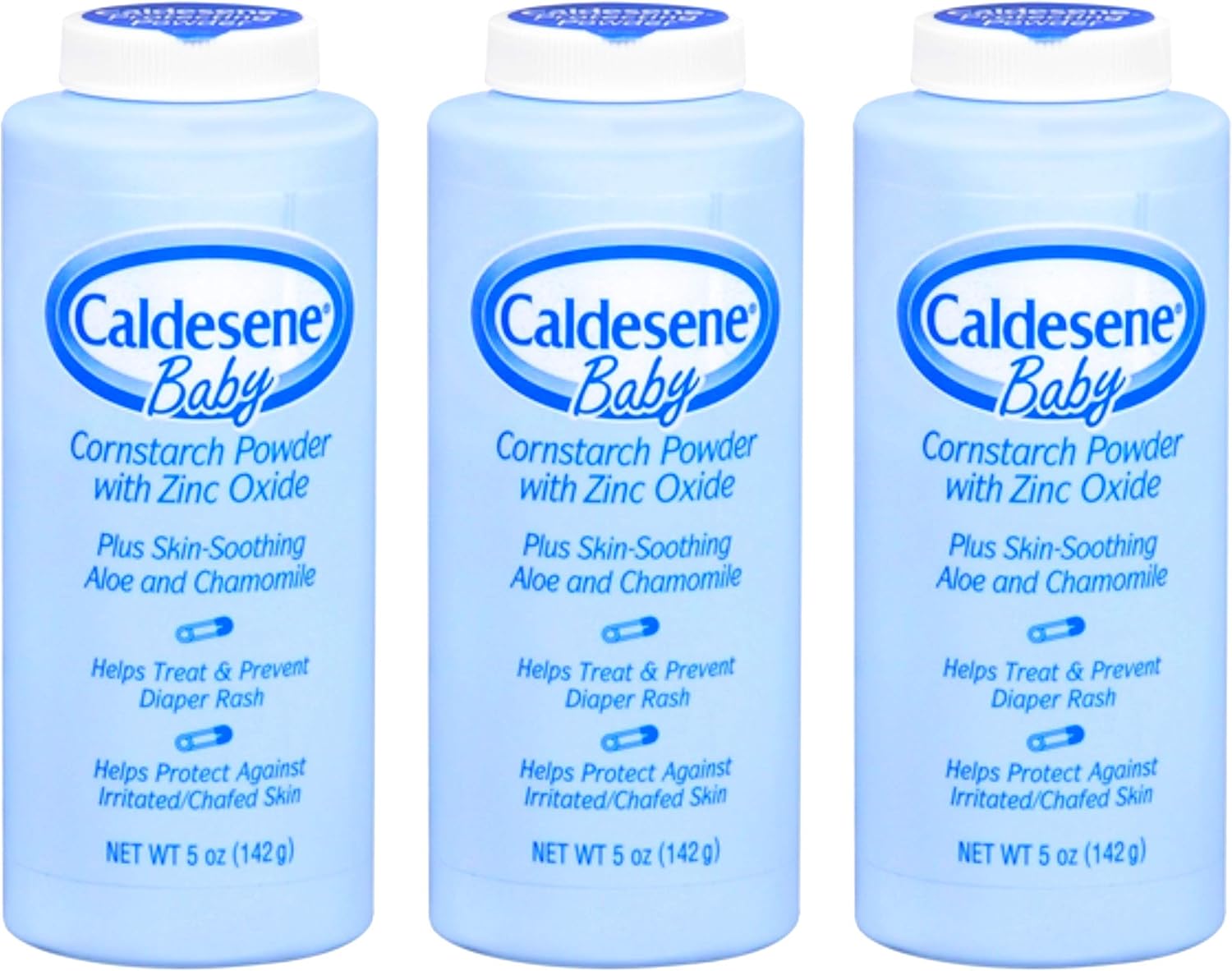 Caldesene Cornstarch Baby Powder with Zinc Oxide, Talc-Free Baby Powder, 5 Oz (3 Pack)