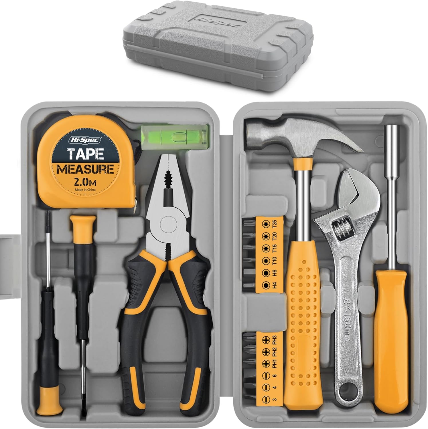 Hi-Spec Tool Kit 20pc Small Tool Set & Toolbox for Home DIY & Office Repairs – Basic Starter Tools in a Portable Book-Sized Case