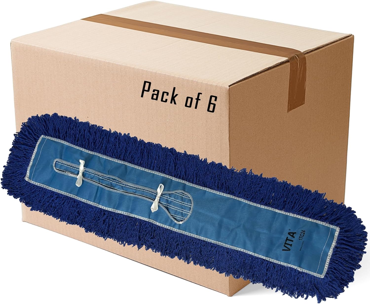 Heavy-Duty Industrial Closed-Loop Dust Mops - 6 Pack (Blue) - 48 Inch
