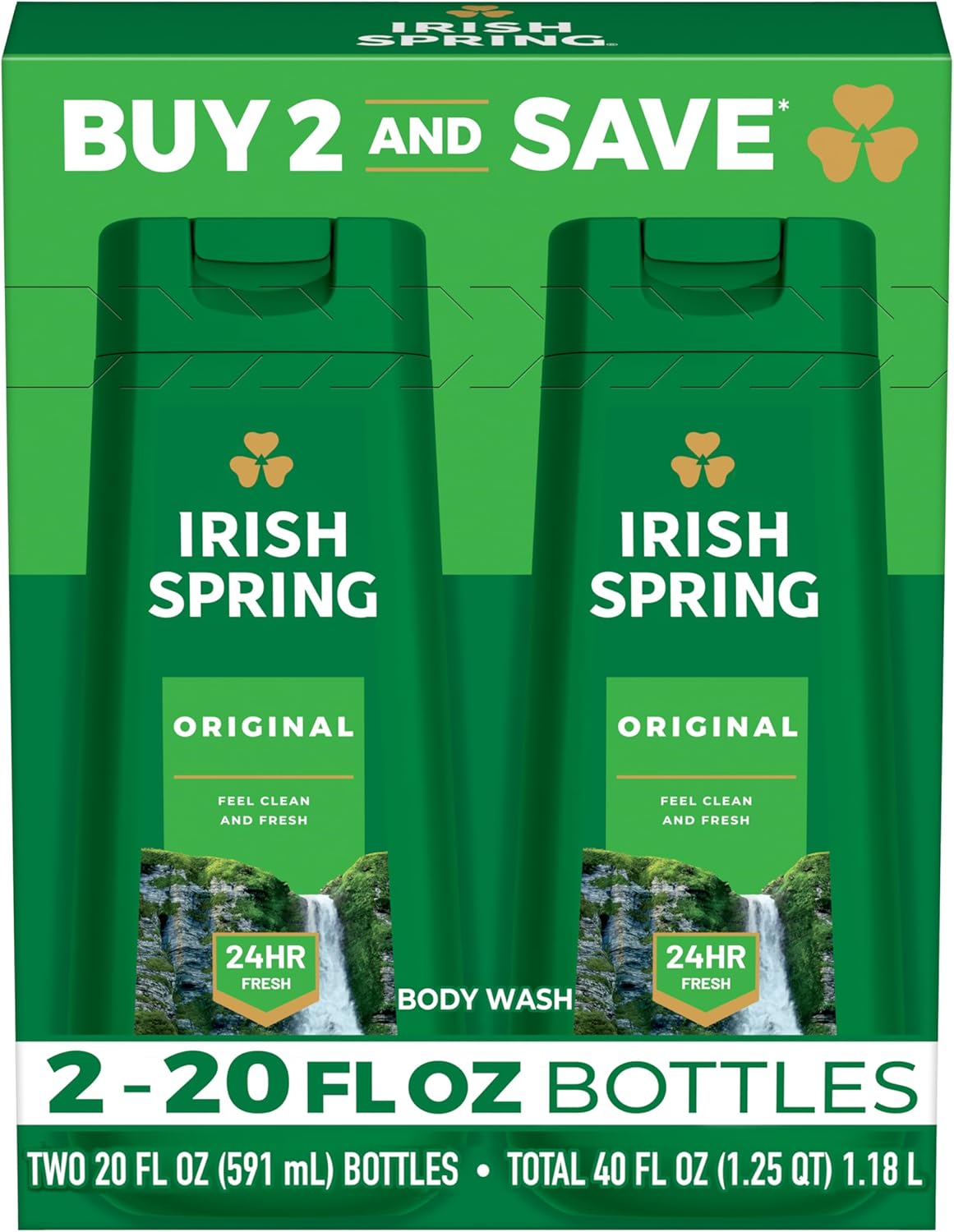 Irish Spring Original Clean Shower Gel for Men, 20 Fl Oz (Pack of 2)