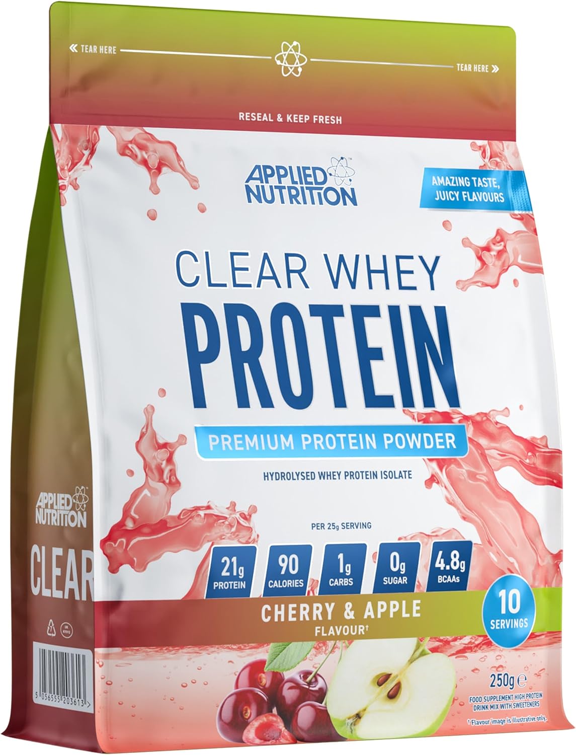 Applied Nutrition Clear Whey Isolate - Whey Protein Isolate, Refreshing High Protein Powder, Fruit Juice Style Flavours (Cherry & Apple) (250g - 10 Servings)