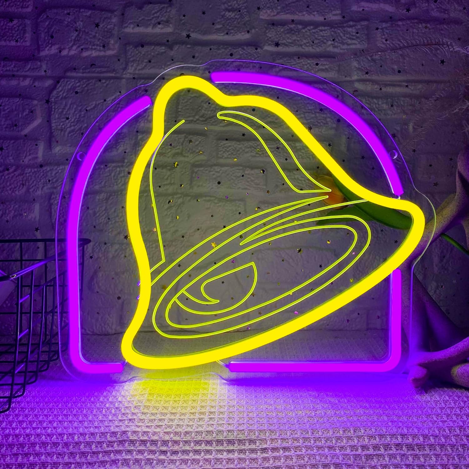Taco Neon Signs for Wall Decor,Dimmable Bell Neon Light for Mexican Restaurant Decor,USB Powered for Kitchen Coffee Bar Coffee Shop Business Birthday Christmas Gifts(13.3 * 11.4in)